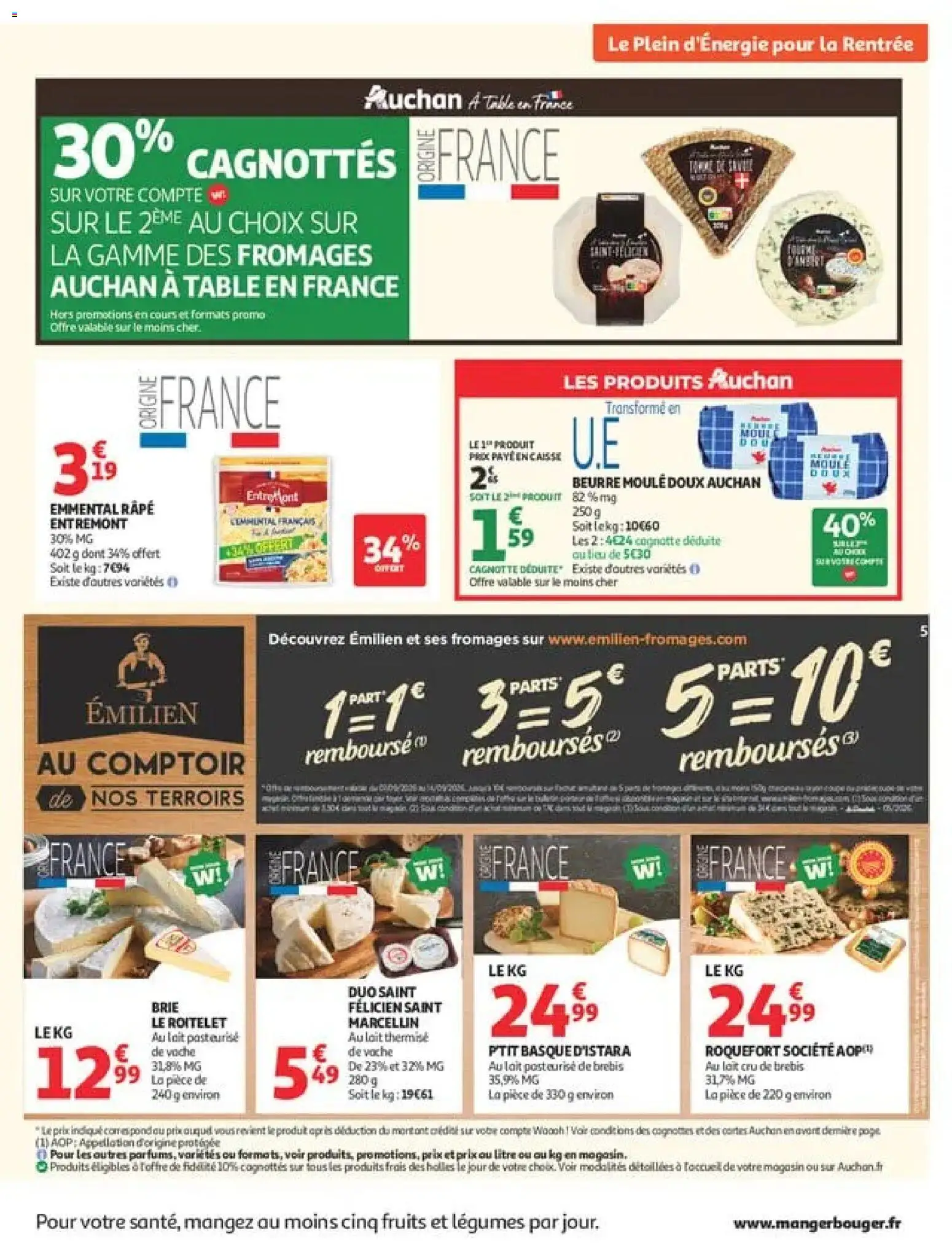 {H1} | Page: 5 | Produits: Emmental, Râpe, Table, Lait