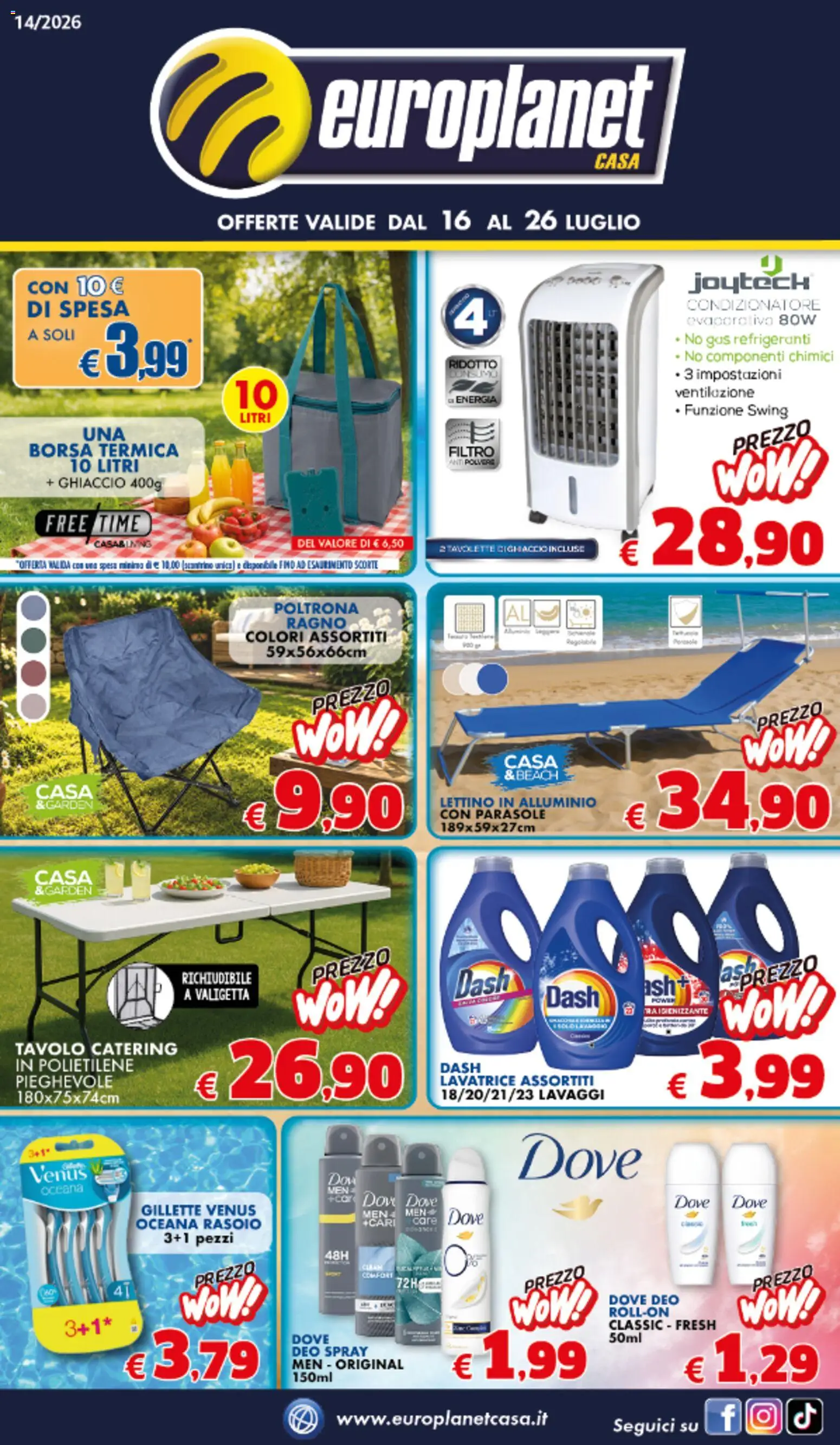 Volantino Europlanet Casa del 16/07/2026 | Pagina: 1 | Prodotti: Borsa termica, Borsa, Condizionatore, Poltrona
