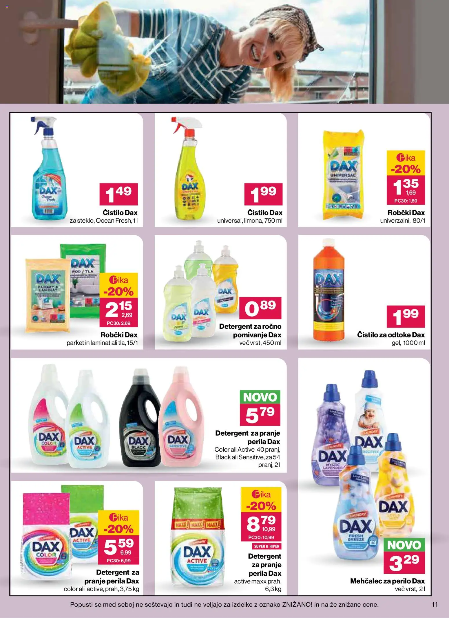 Novi Mercator katalog ponudbe – veljaven od 26.08.2026 | Stran: 11 | Izdelki: Mehčalec, Robčki, Mehcalec za perilo, Detergent
