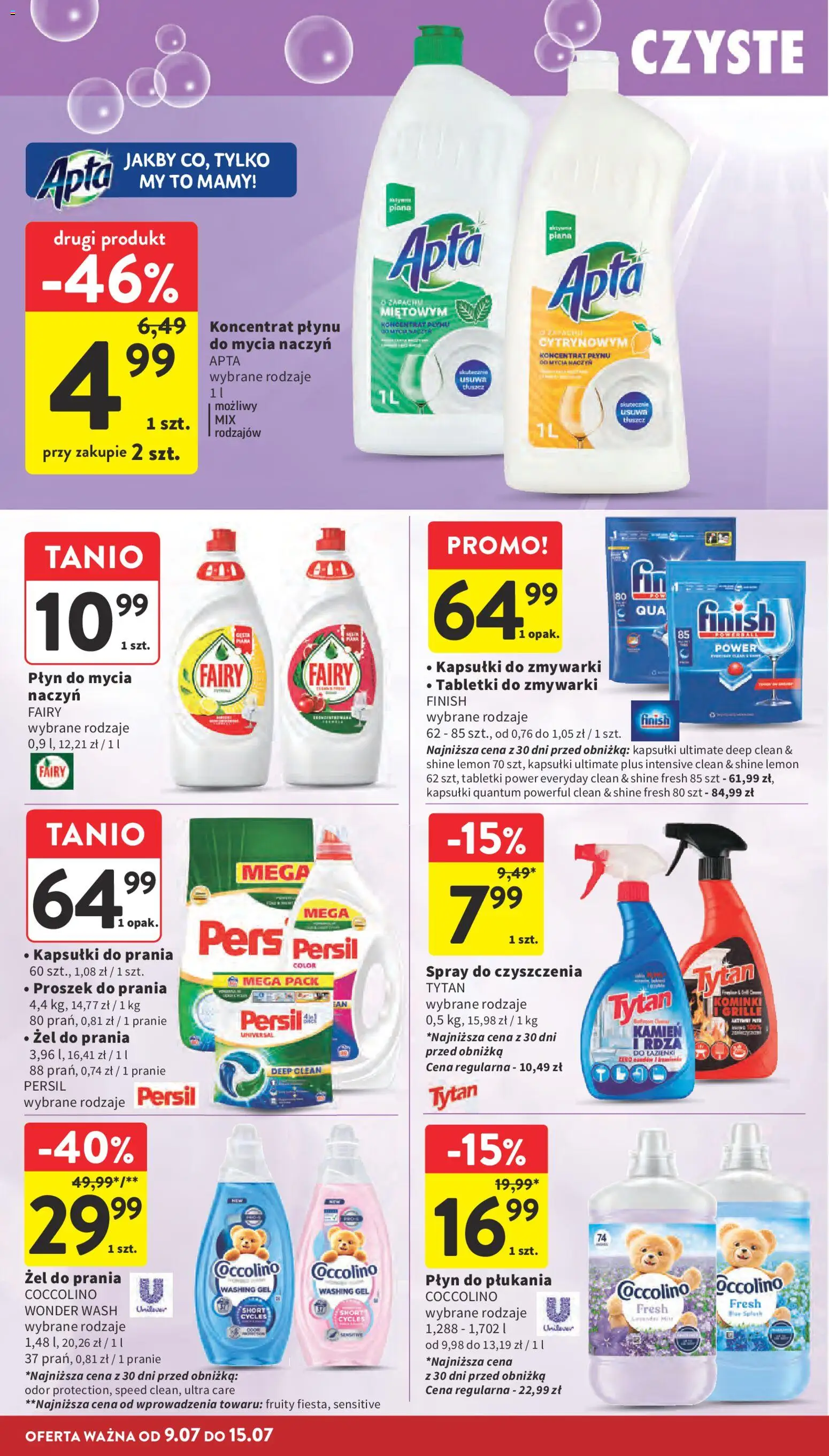 Intermarche gazetka od 09.07.2026 | Strona: 36 | Produkty: Coccolino, Fairy, Finish, Tabletki do zmywarki
