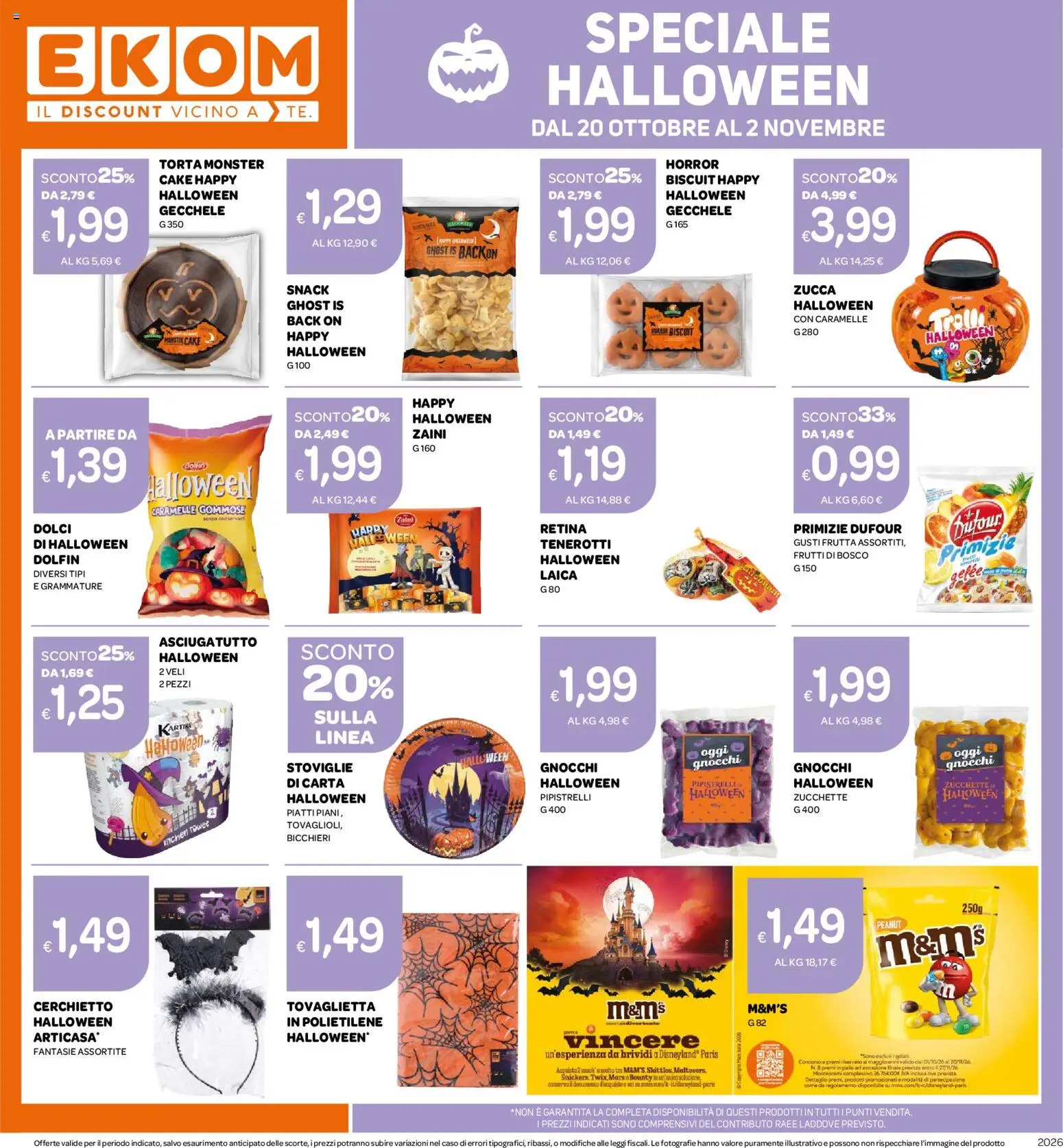 Volantino Ekom del 20/10/2026 | Pagina: 16 | Prodotti: Caramelle, Frutta, Zucca, Asciugatutto
