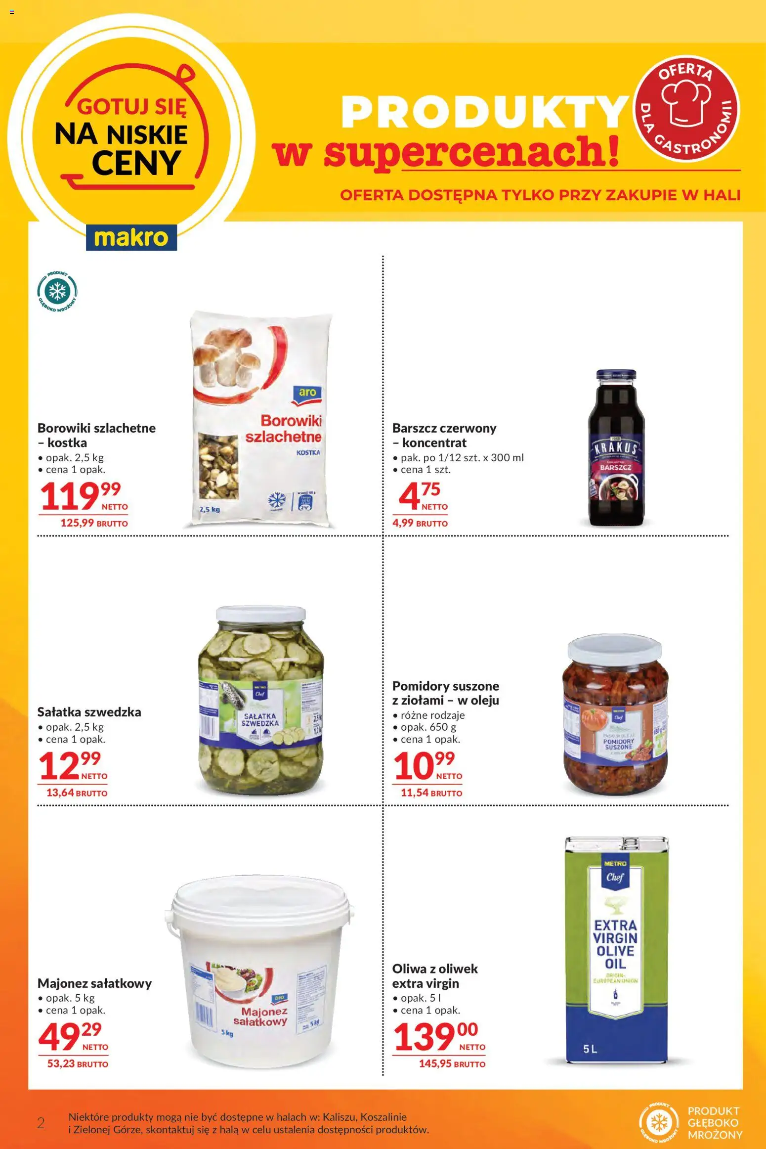 Makro gazetka - Oferta dla Gastronomii od 13.10.2026 | Strona: 2 | Produkty: Barszcz, Oliwa z oliwek, Sałatka szwedzka, Sałatka