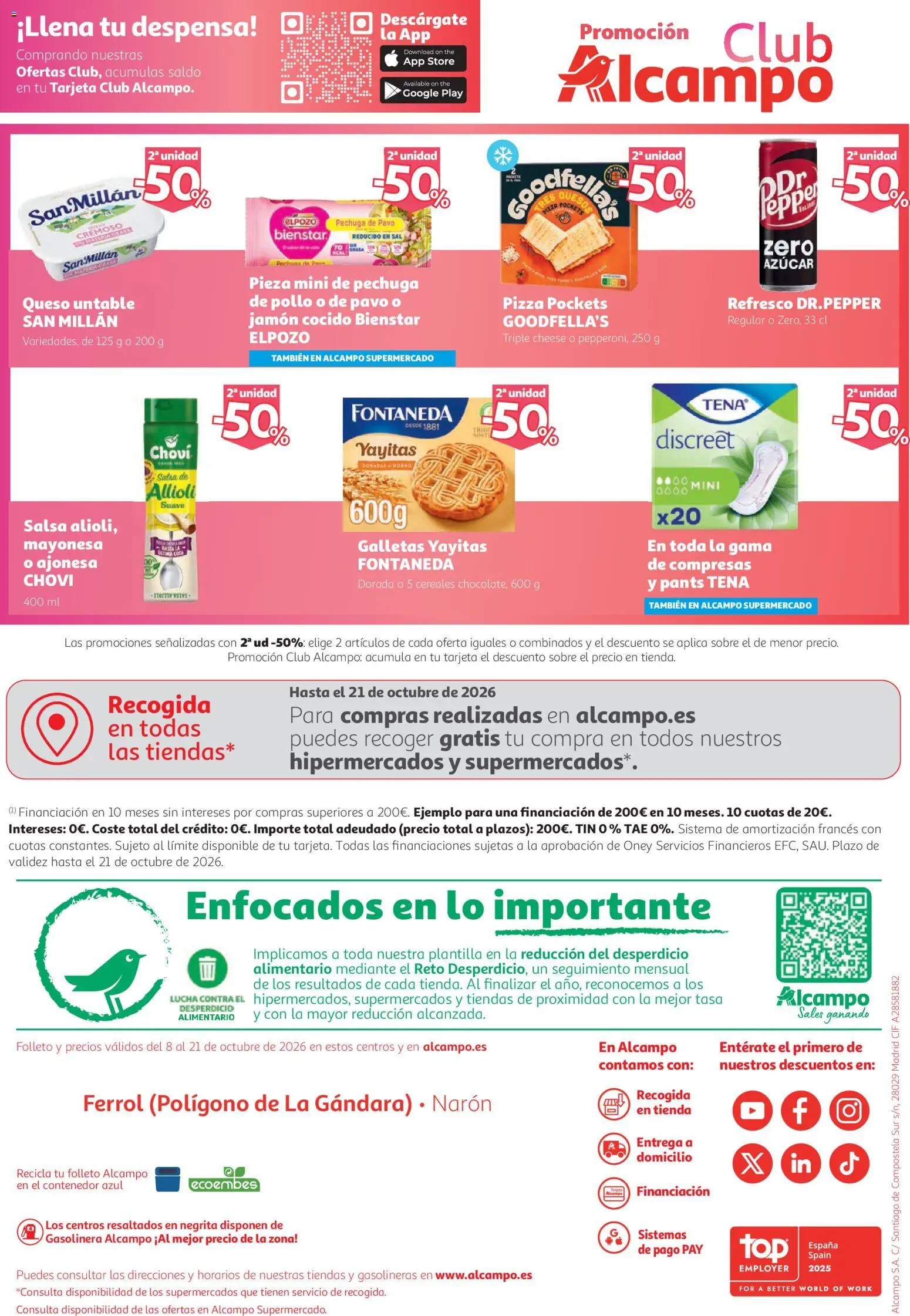 Alcampo HG Ferrol │ válido desde el 08/10/2026 | Página: 40 | Productos: Jamón cocido, Galletas, Mayonesa, Sal