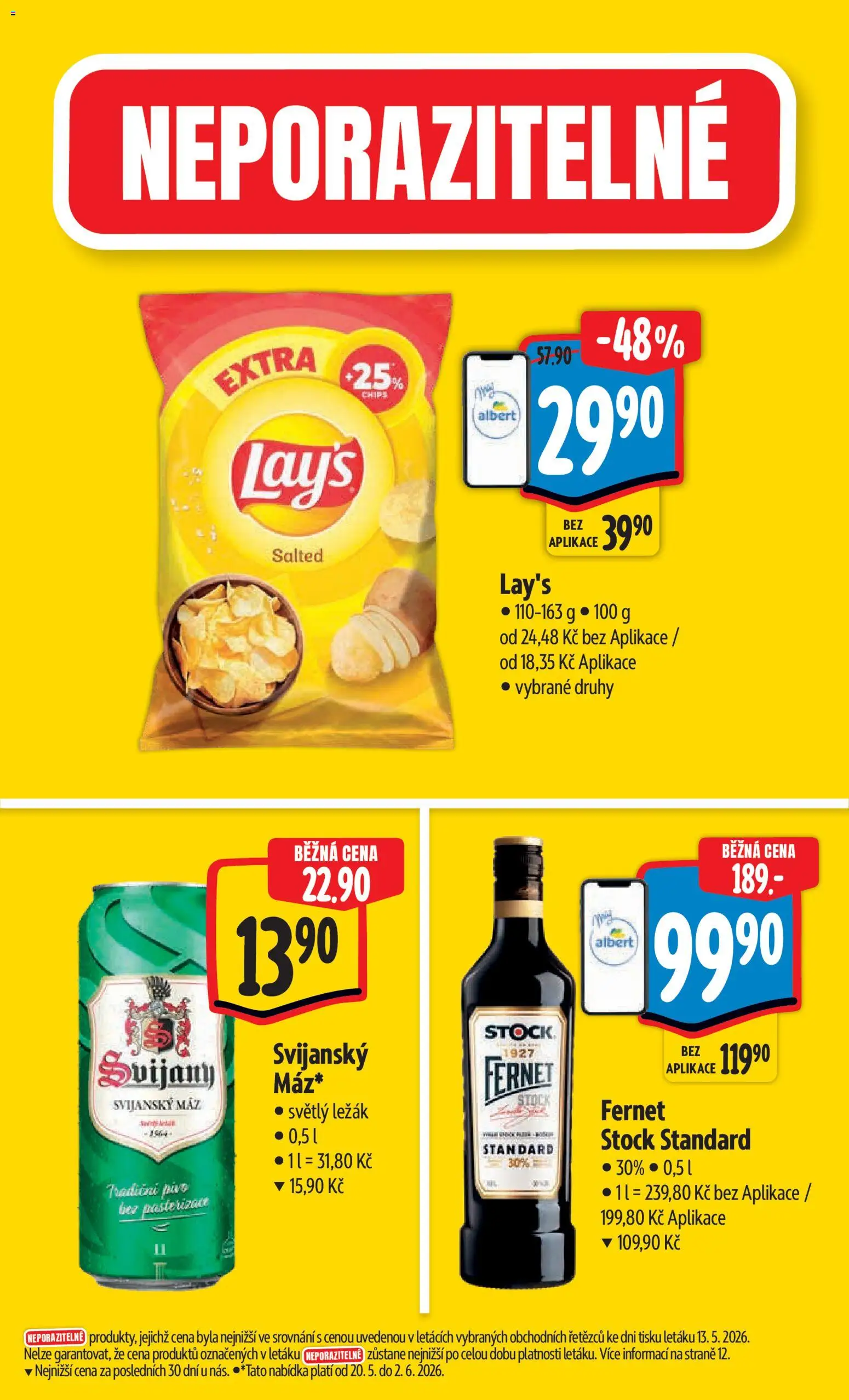 Albert leták - Hypermarket od 20.05.2026 | Strana: 5 | Produkty: Pivo, Svijanský Máz, Fernet, Lay's
