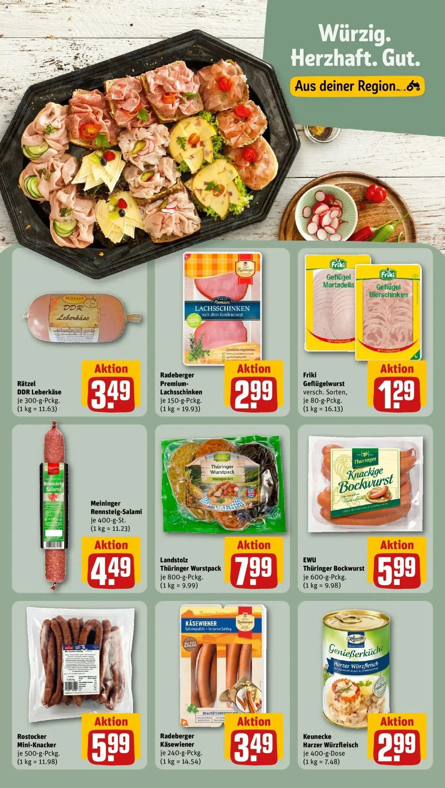 REWE Prospekt ab 12.10.2026 zum Blättern » Angebote | Seite: 10 | Produkte: Champignons, Salami, Hühnerfleisch, Leberkase