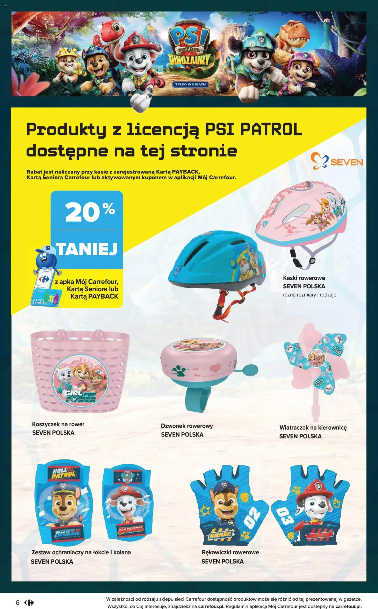 Carrefour gazetka - Psi Patrol i dinozaury od 30.07.2026 | Strona: 6 | Produkty: Karta, Rękawiczki, Rower