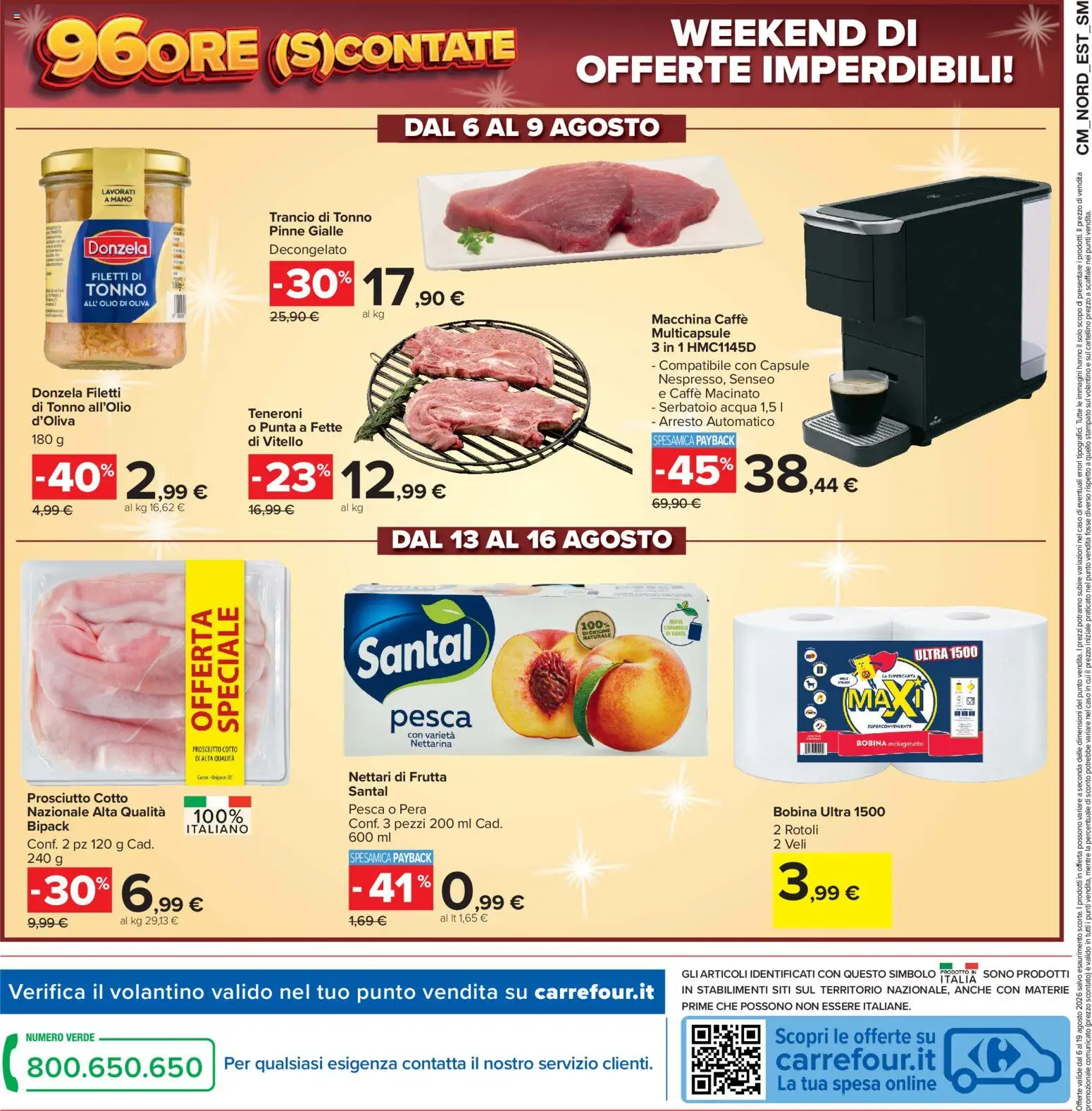 Volantino Carrefour del 06/08/2026 | Pagina: 26 | Prodotti: Caffè, Olio, Pinne, Macinato