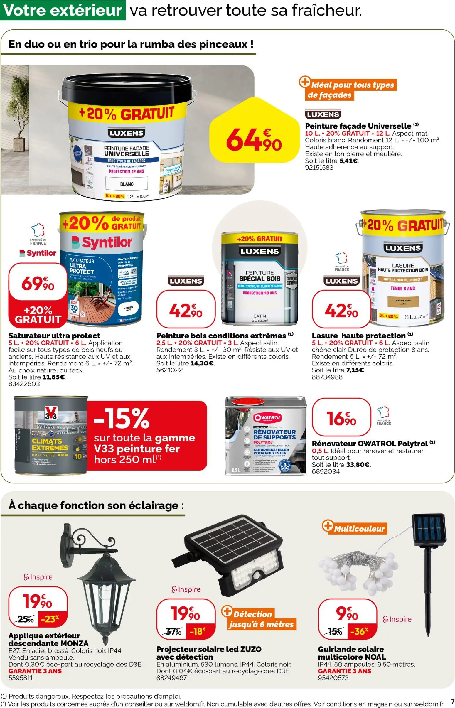 {H1} | Page: 7 | Produits: Projecteur solaire, Guirlande solaire, Projecteur, Abri de jardin