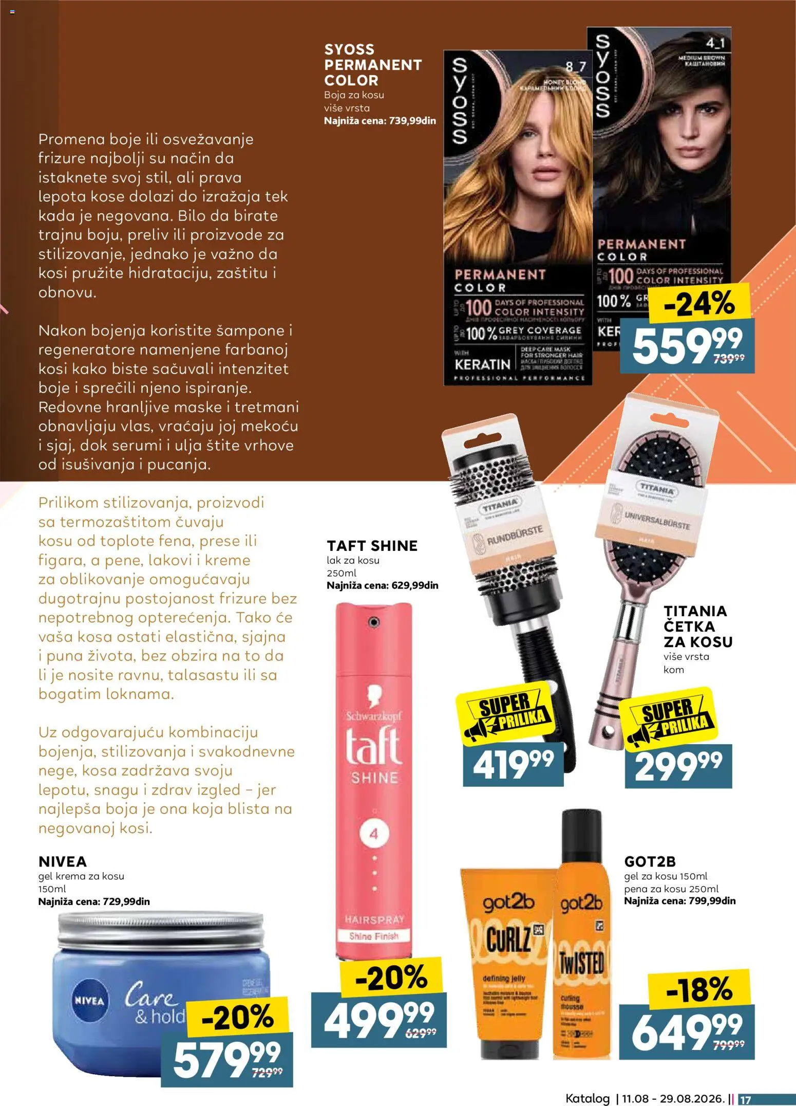 Idea katalog - važi od 11.08.2026 | Strana: 17 | Proizvode: Finish, Četka, Lak za kosu, Krema