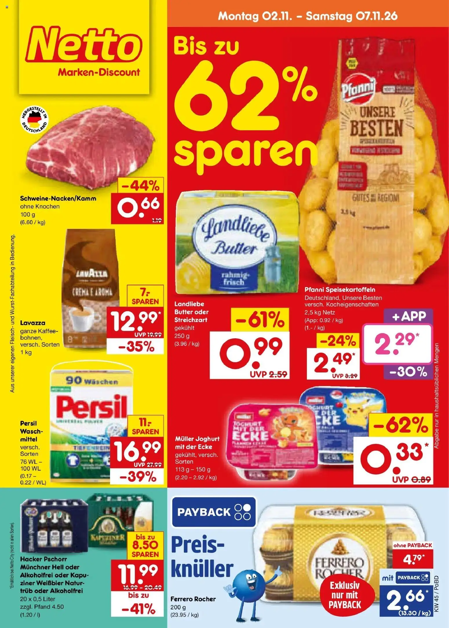 Netto Marken-Discount Prospekt Selb (ab 02.11.2026) » Angebote | Seite: 1 | Produkte: Ferrero rocher, Weißbier, Fleisch, Persil