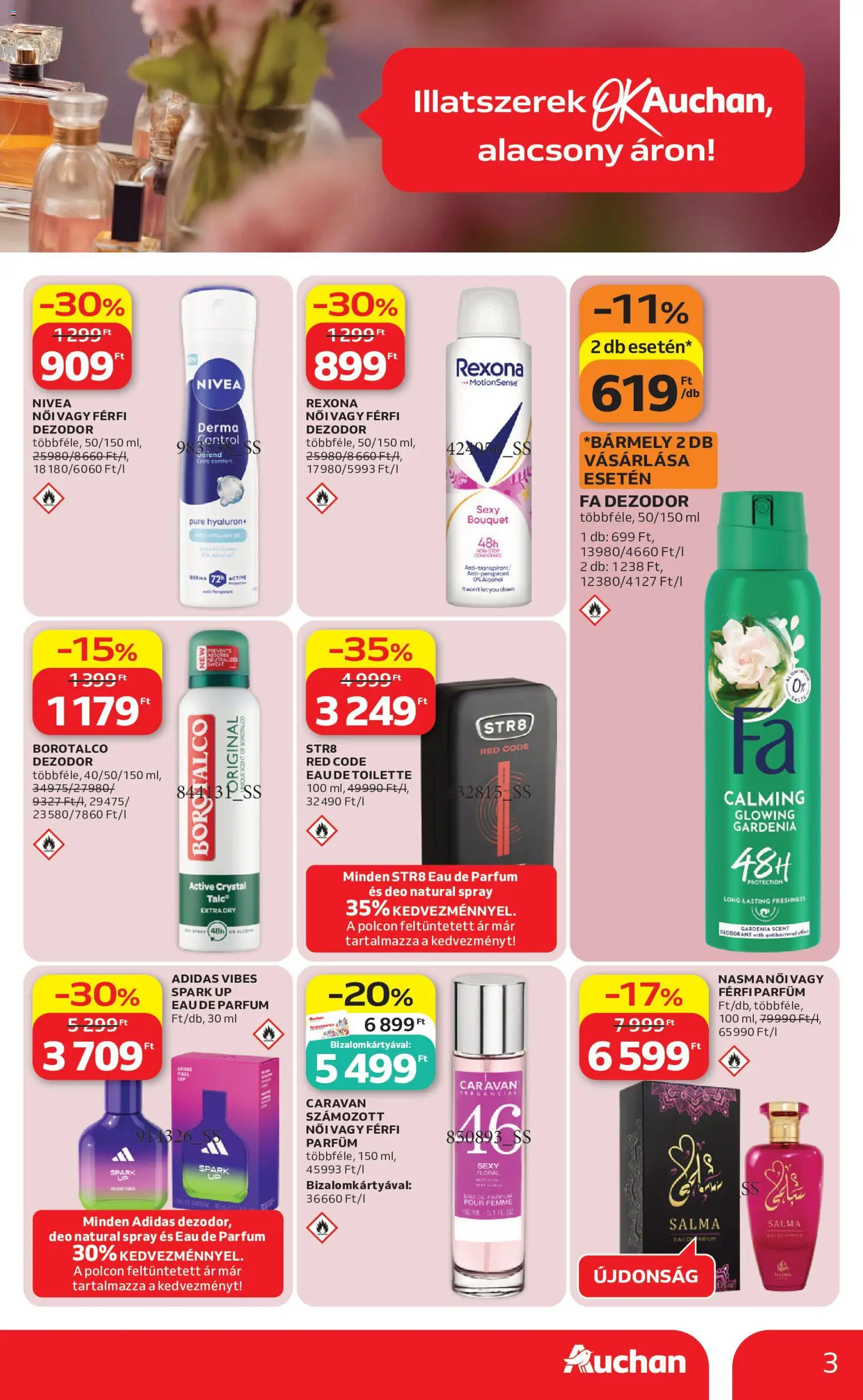 Auchan akciós ujság - amely érvényes a következő dátumtól: 04.05.2026 | Oldal: 3 | Termékek: Parfüm, Dezodor