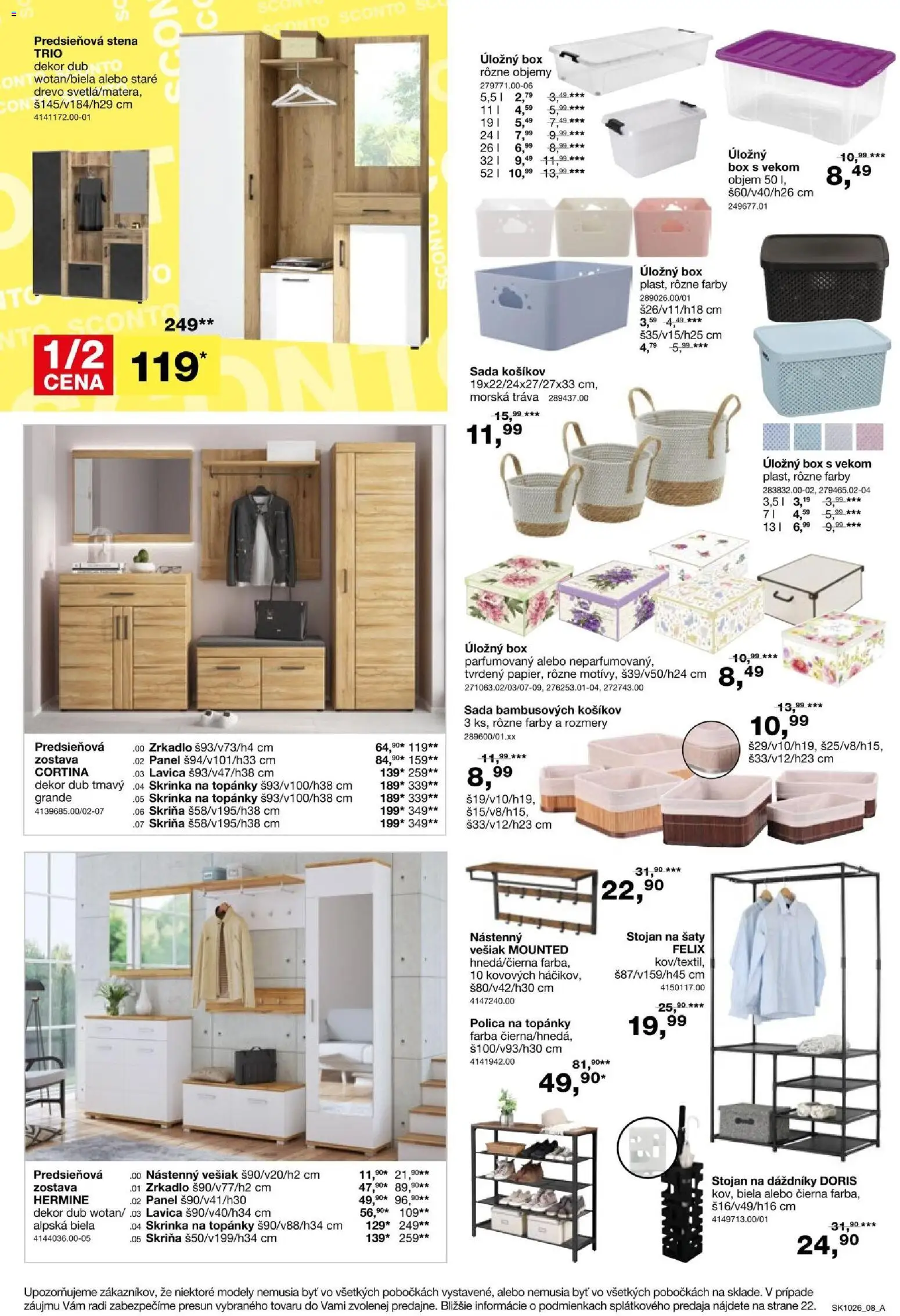 Nové Sconto nábytok akcie – leták je platný od 05.08.2026 | Strana: 8 | Produkty: Skriňa, Zrkadlo, Vešiak, Skrinka