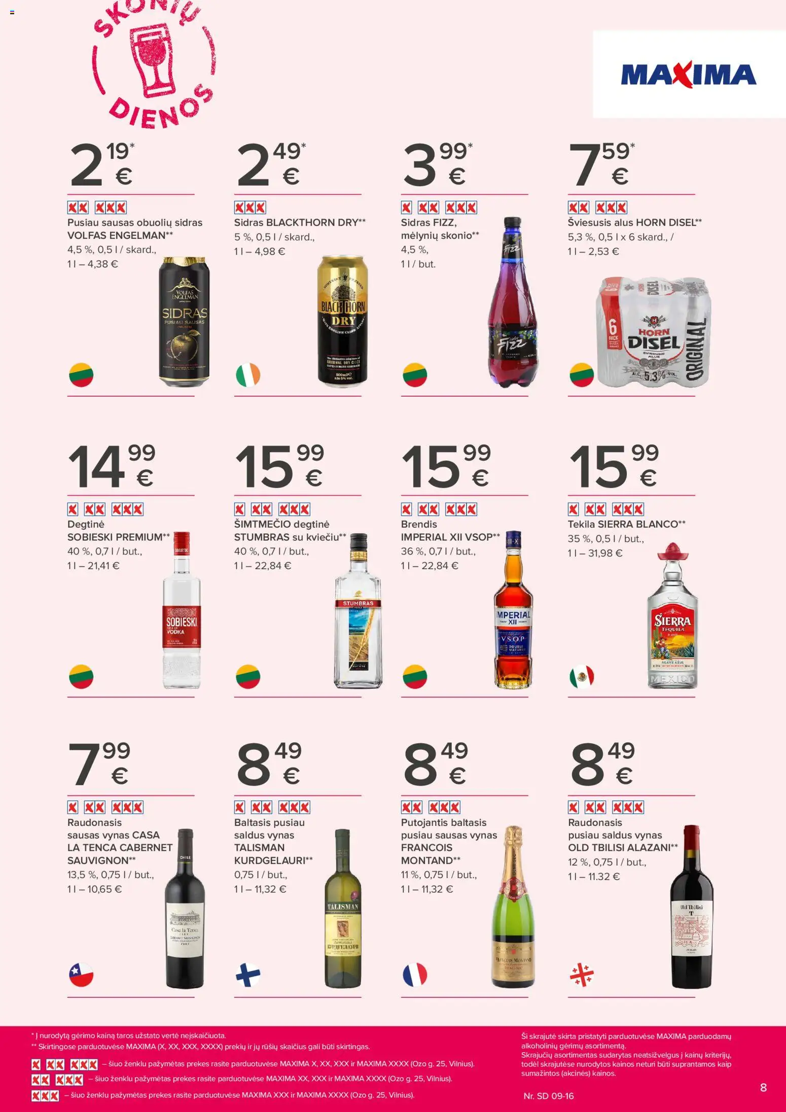 MAXIMA akcijos nuo 2026.09.03 | Puslapis: 8 | Prekių: Degtinė, Vynas, Alus