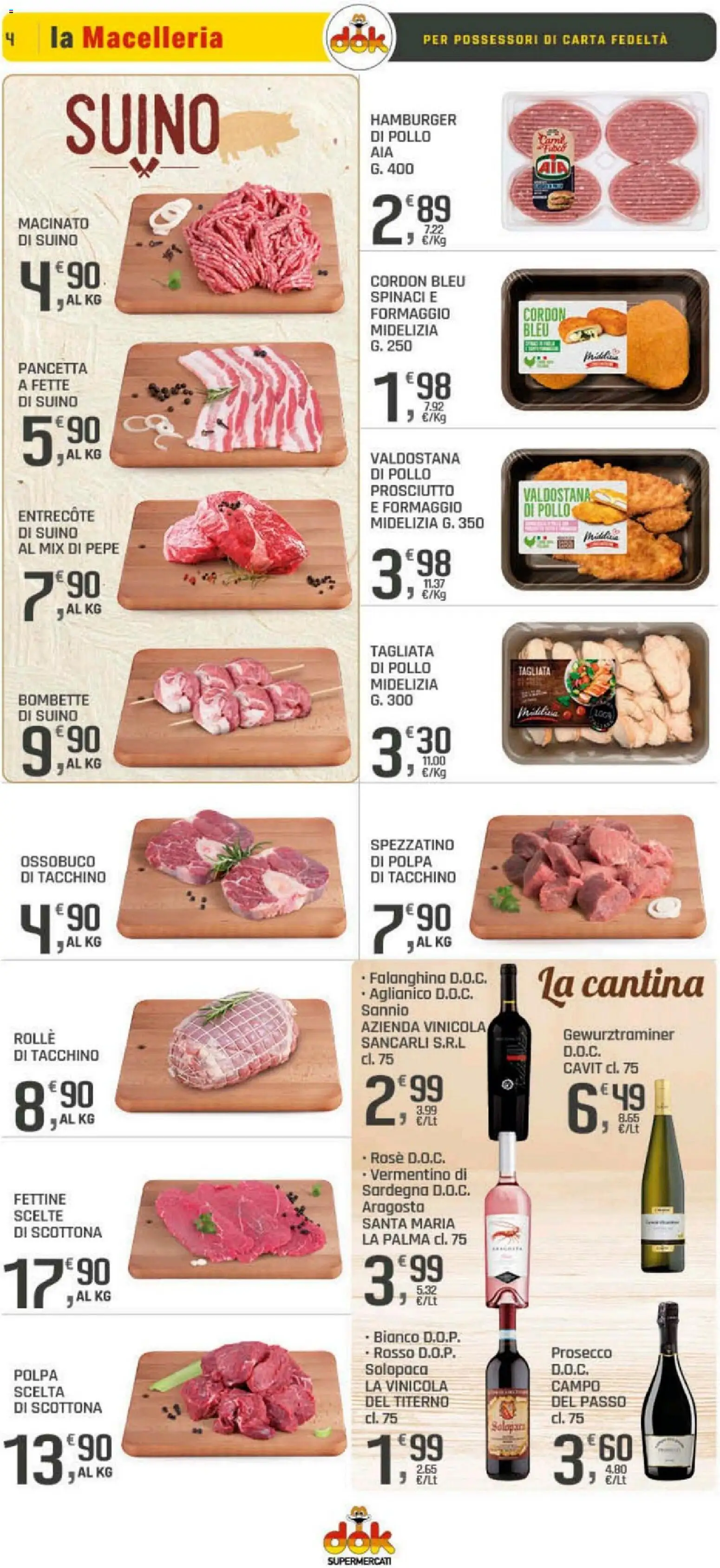 Volantino DOK del 10.04.2026 | Pagina: 4 | Prodotti: Pollo, Prosecco, Hamburger, Macinato