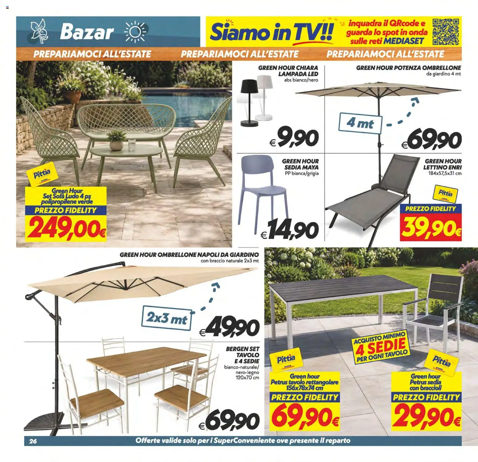 Volantino SuperConveniente del 09.06.2026 | Pagina: 26 | Prodotti: Braccioli, TV, Tavolo, Sedia