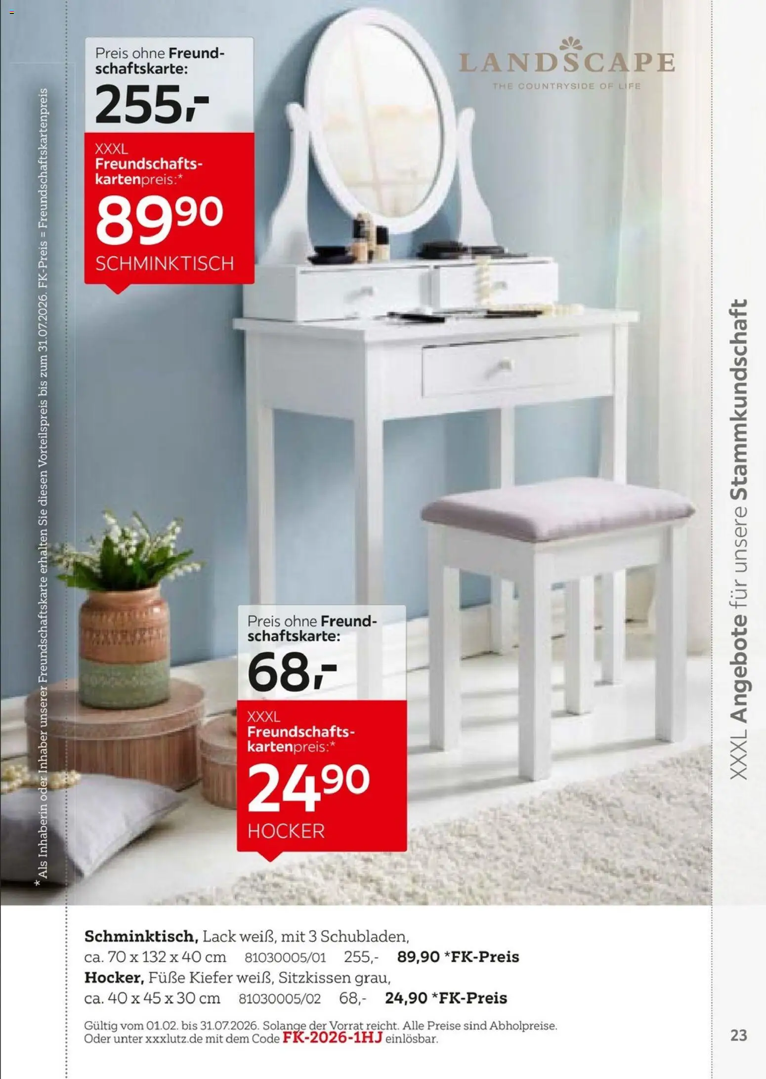 XXXL Lutz  Freundschaftskartenjournal – gültig ab 01.02.2026 | Seite: 23 | Produkte: Hocker, Schminktisch