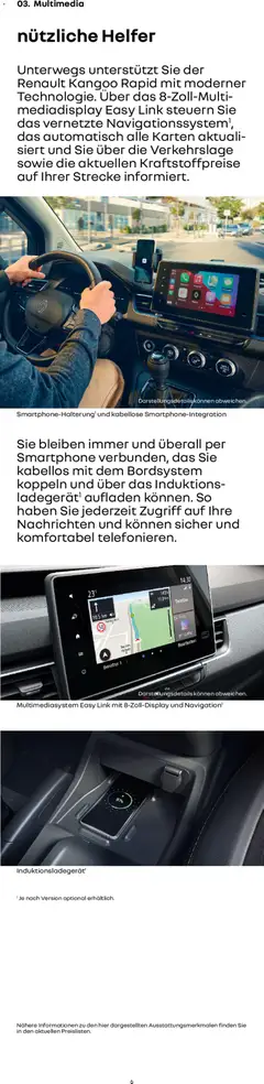 Renault Kangoo Rapid E-Tech ab 15.01.2026 gültig | Seite: 6 | Produkte: Navigation, Telefon, Smartphone