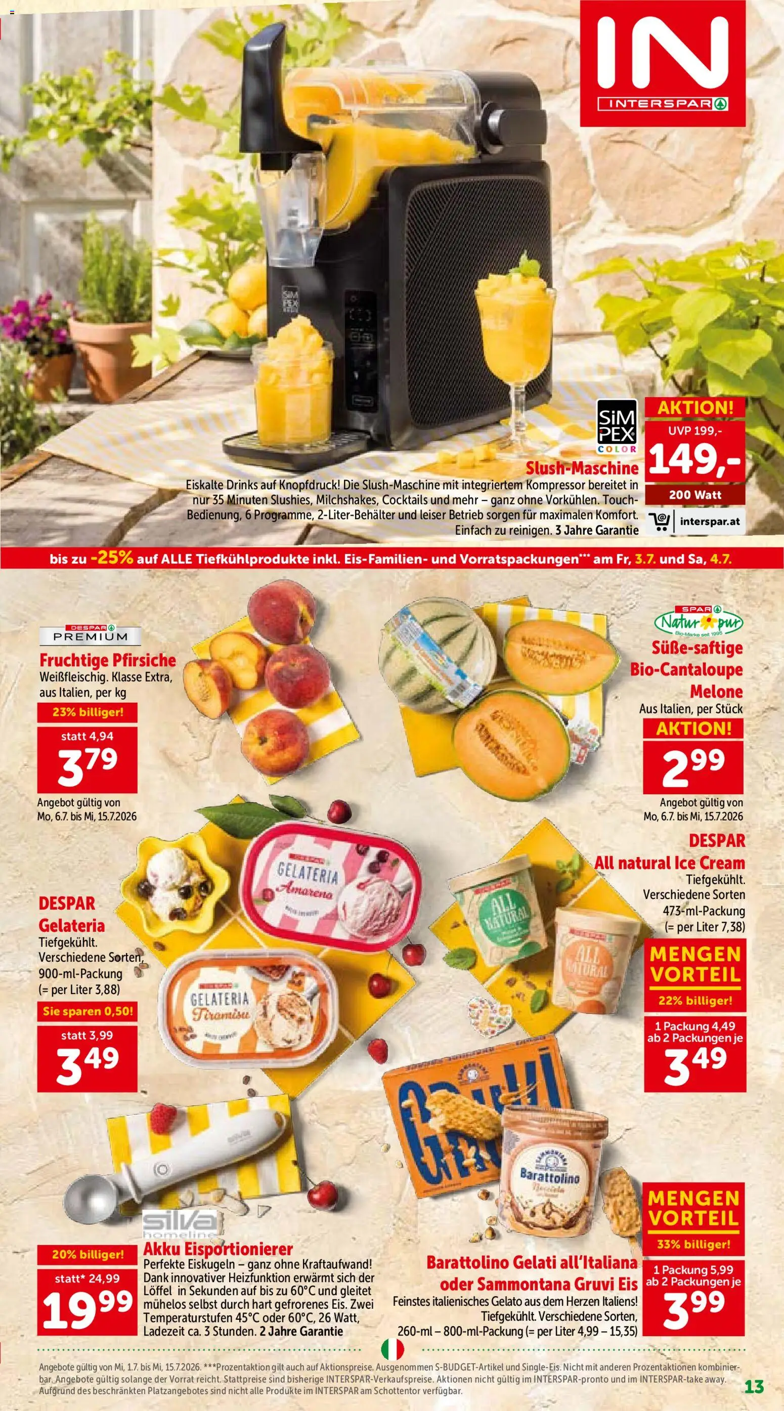 Interspar Italien gültig ab 01.07.2026 | Seite: 13 | Produkte: Eis, Melone