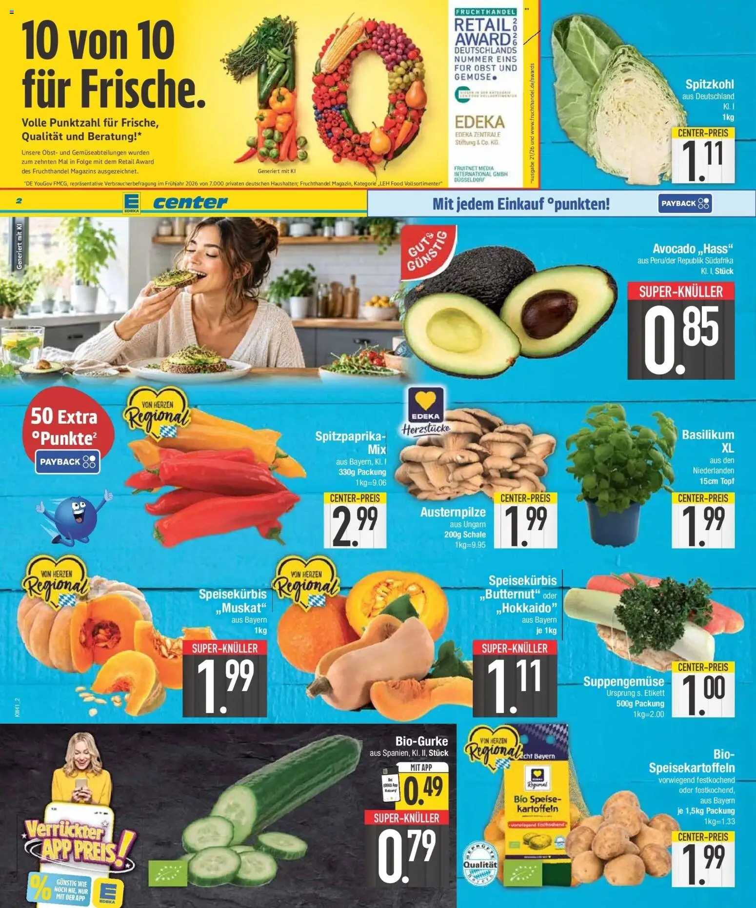 E center Prospekt Donauwörth (ab 05.10.2026) zum Blättern | Seite: 2 | Produkte: Avocado, Kartoffeln, Gemüse, Obst