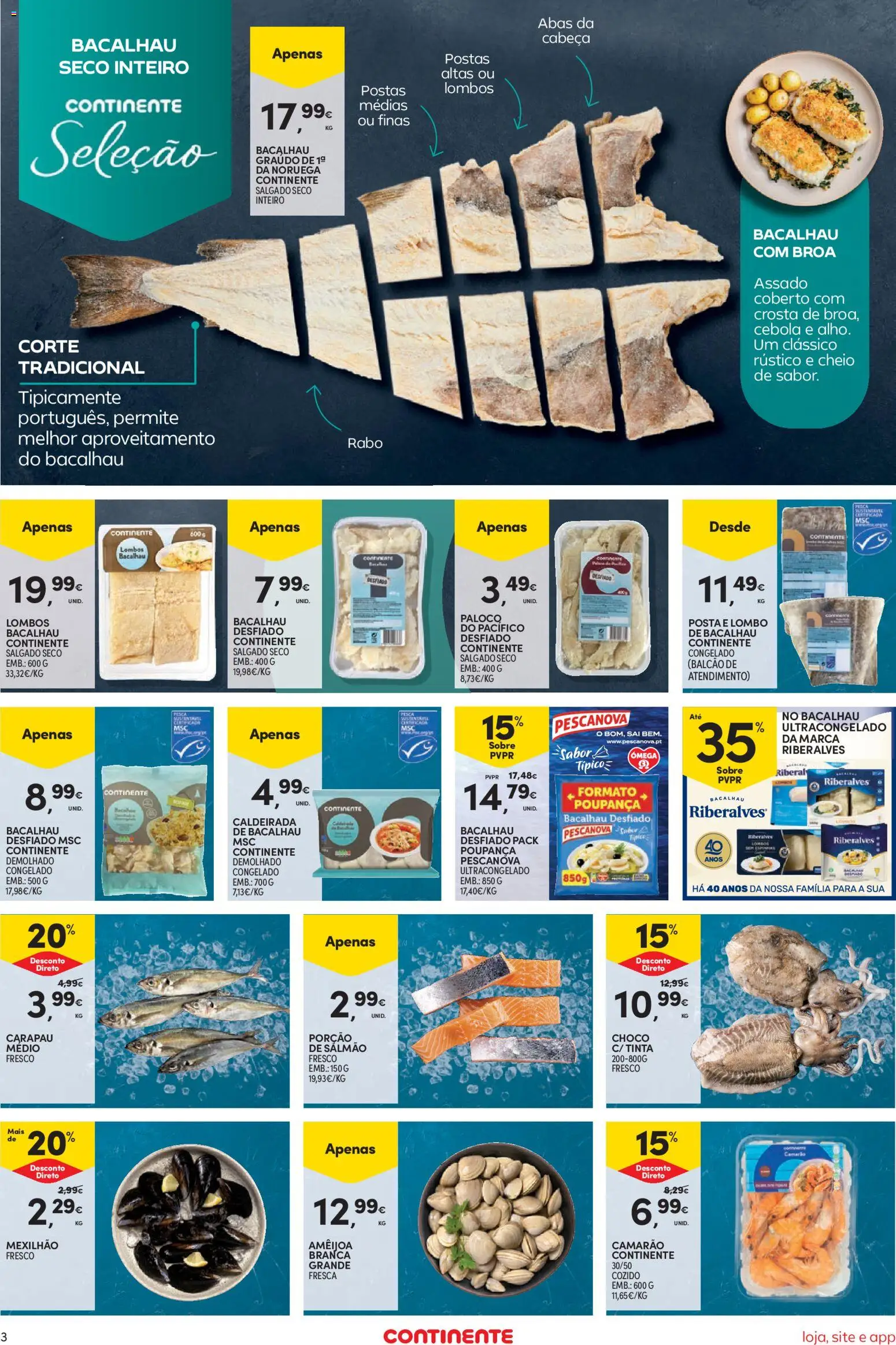 Continente Semanal Continente Bom Dia │ válido de 09.06.2026 | Página: 3 | Produtos: Bacalhau, Tinta, Cebola, Lombo
