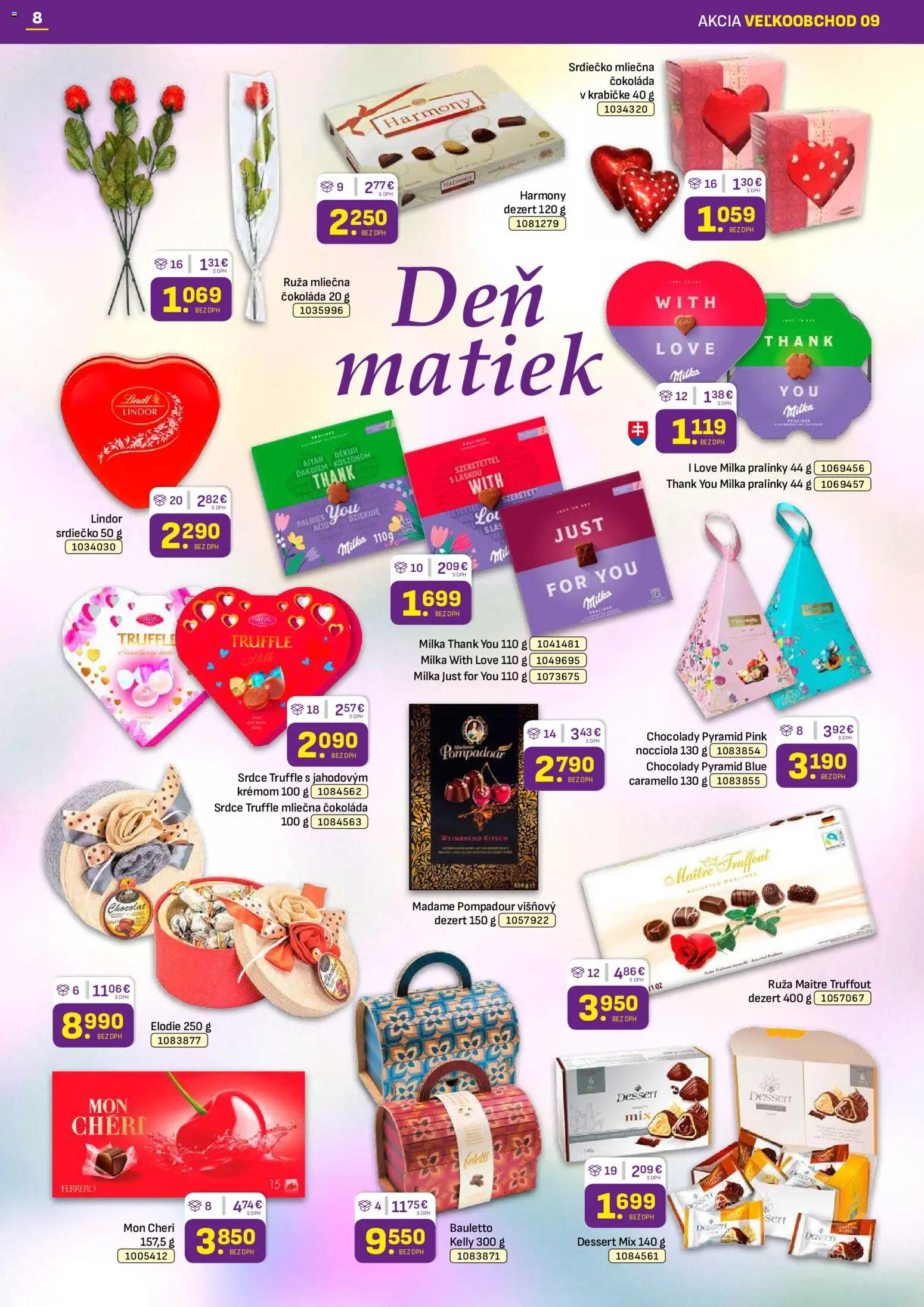 Nové Libex akcie – leták je platný od 04.05.2026 | Strana: 8 | Produkty: Lindt, Mon Chéri, Čokoláda, Milka