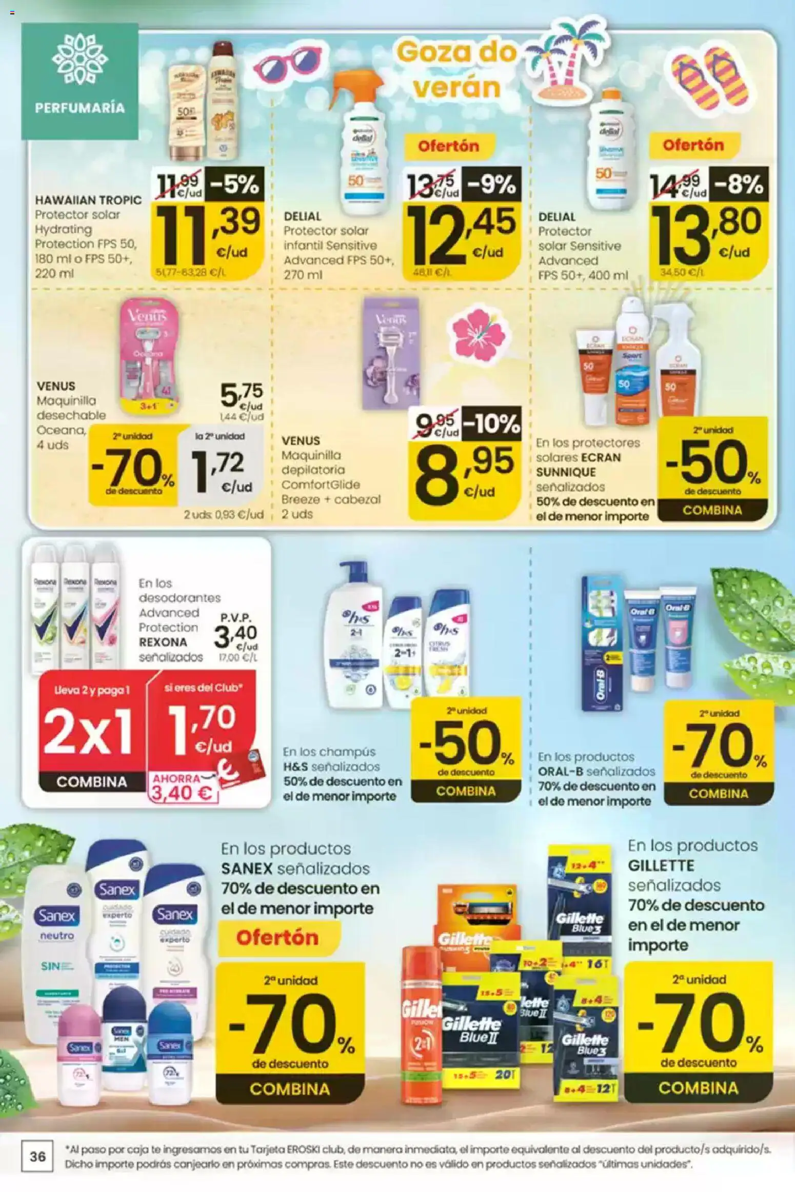 Eroski É bo que sexa de aquí │ válido desde el 30/07/2026 | Página: 36 | Productos: Protector solar, Té, Caja