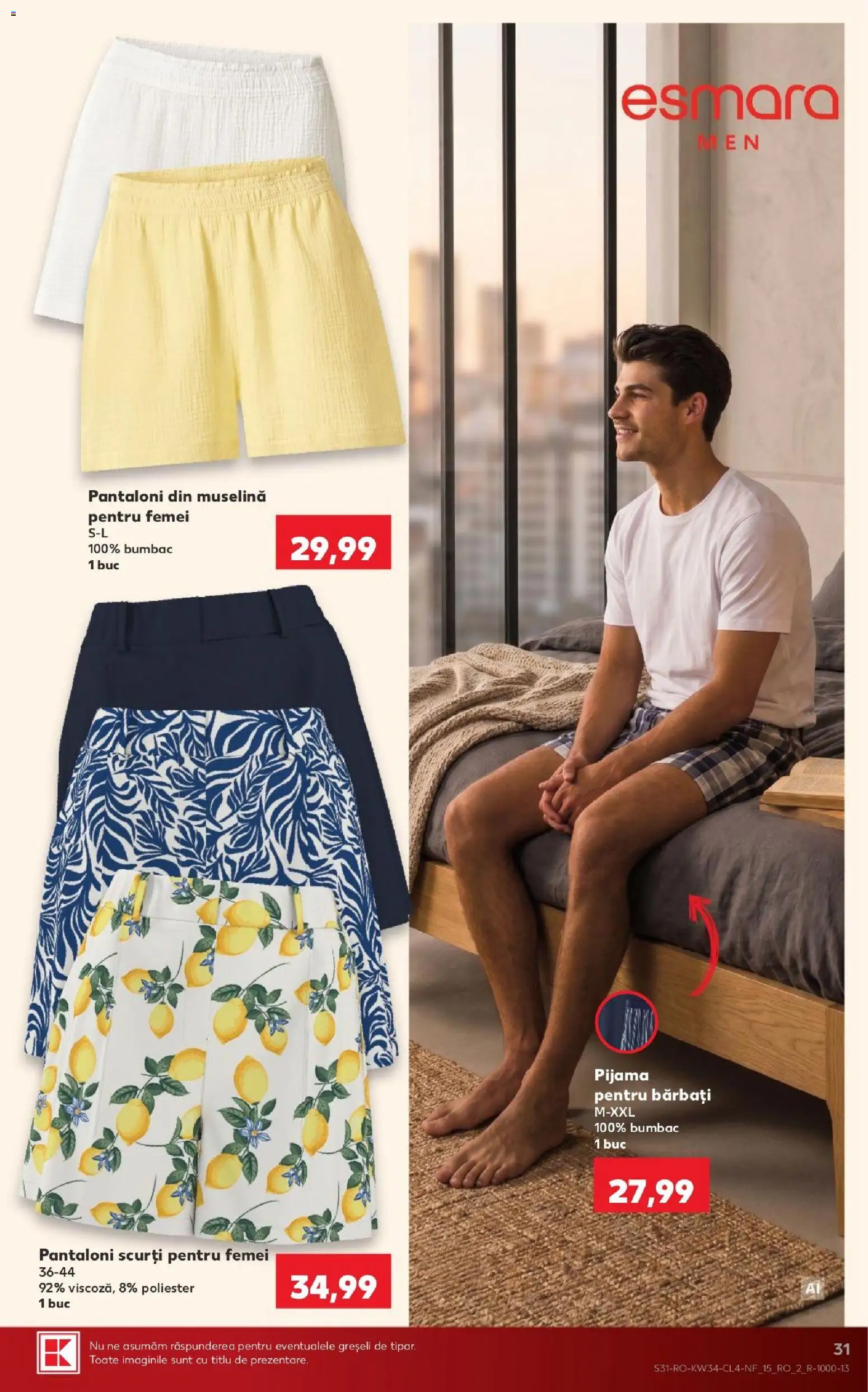 Noul catalog Kaufland – valabil de la 19.08.2026 | Pagină: 31 | Produse: Pijamă, Pantaloni, Pantaloni scurți