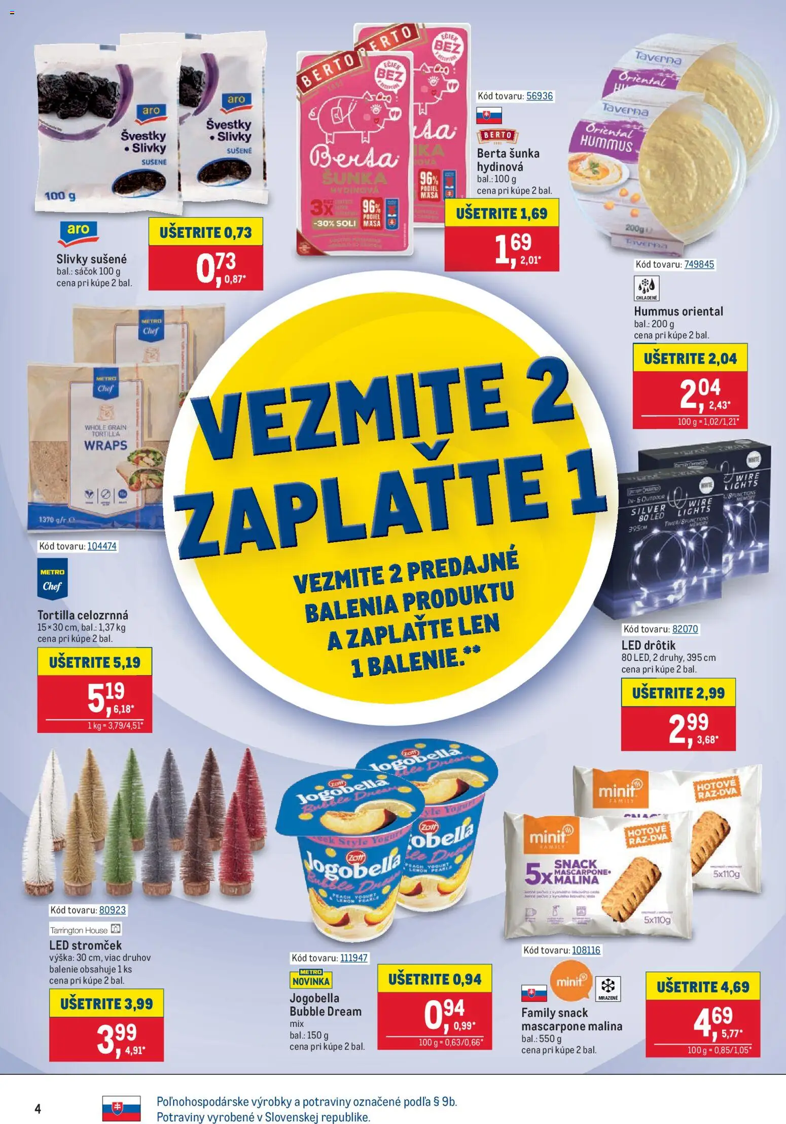 Nové Metro akcie – leták je platný od 21.10.2026 | Strana: 4 | Produkty: Šunka, Tortilla, Hummus, Mascarpone