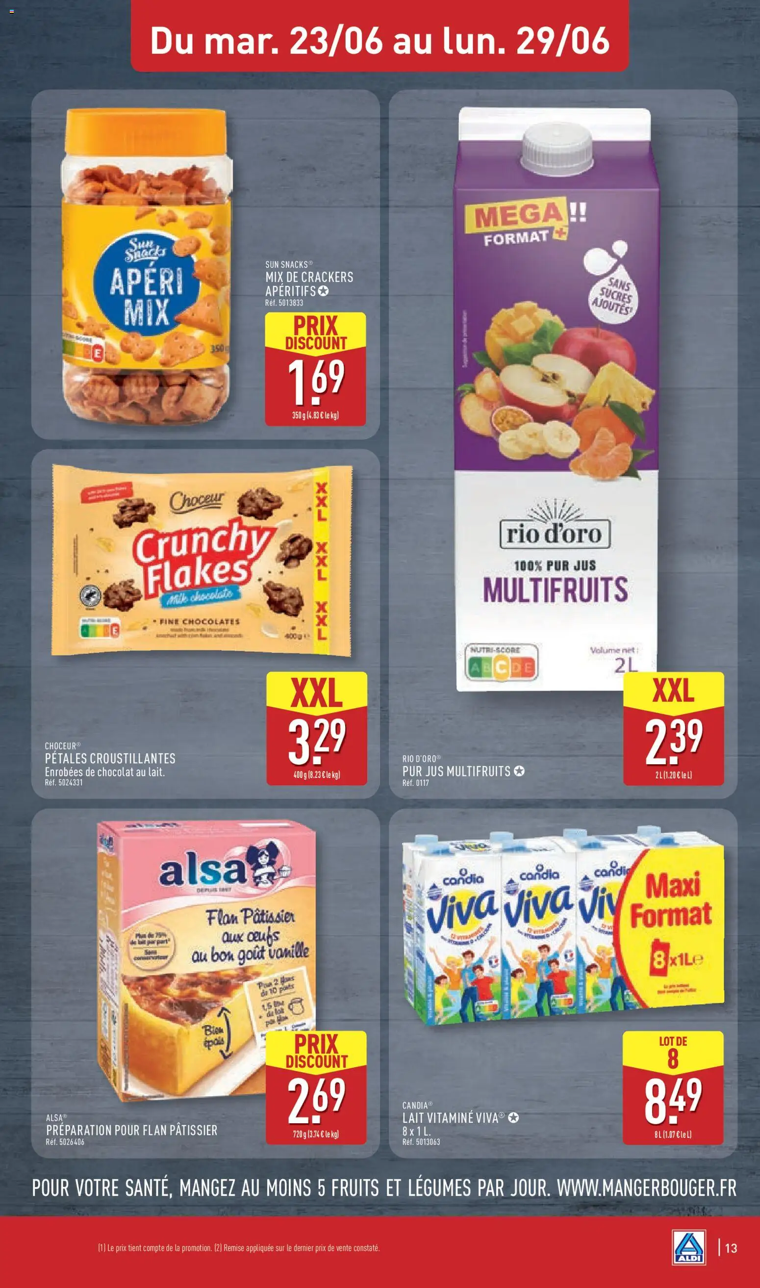 {H1} | Page: 15 | Produits: Crackers, Œufs, Chocolat, Jus