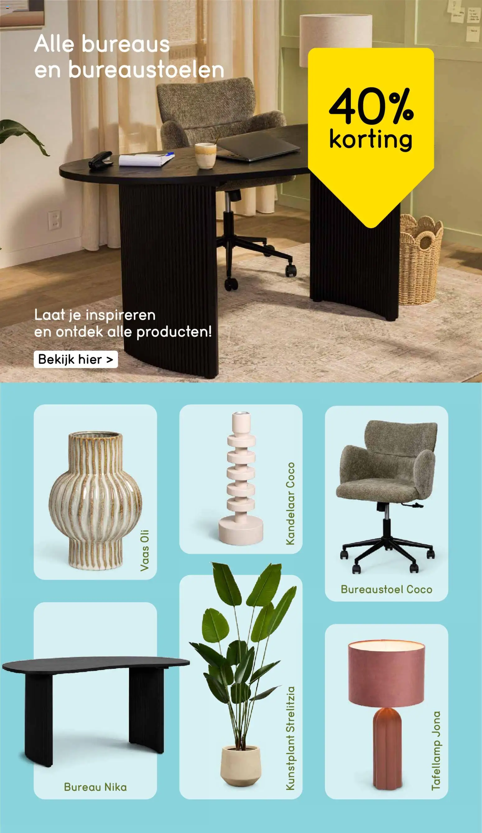 {H1} | Pagina: 5 | Producten: Bureaustoel, Bureau, Vaas