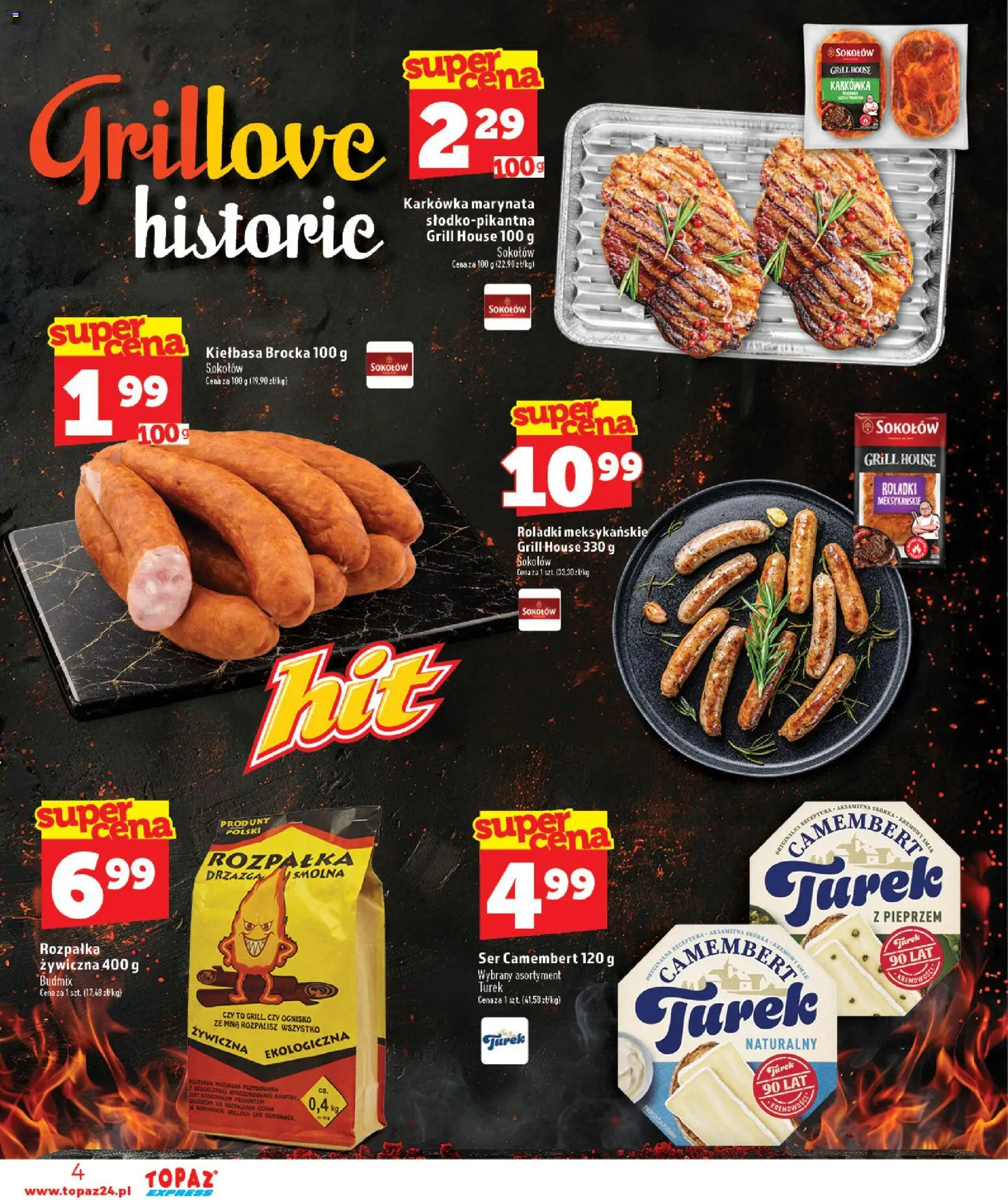 Topaz gazetka - Express od 25.06.2026 | Strona: 4 | Produkty: Kiełbasa, Ser camembert, Grill, Camembert