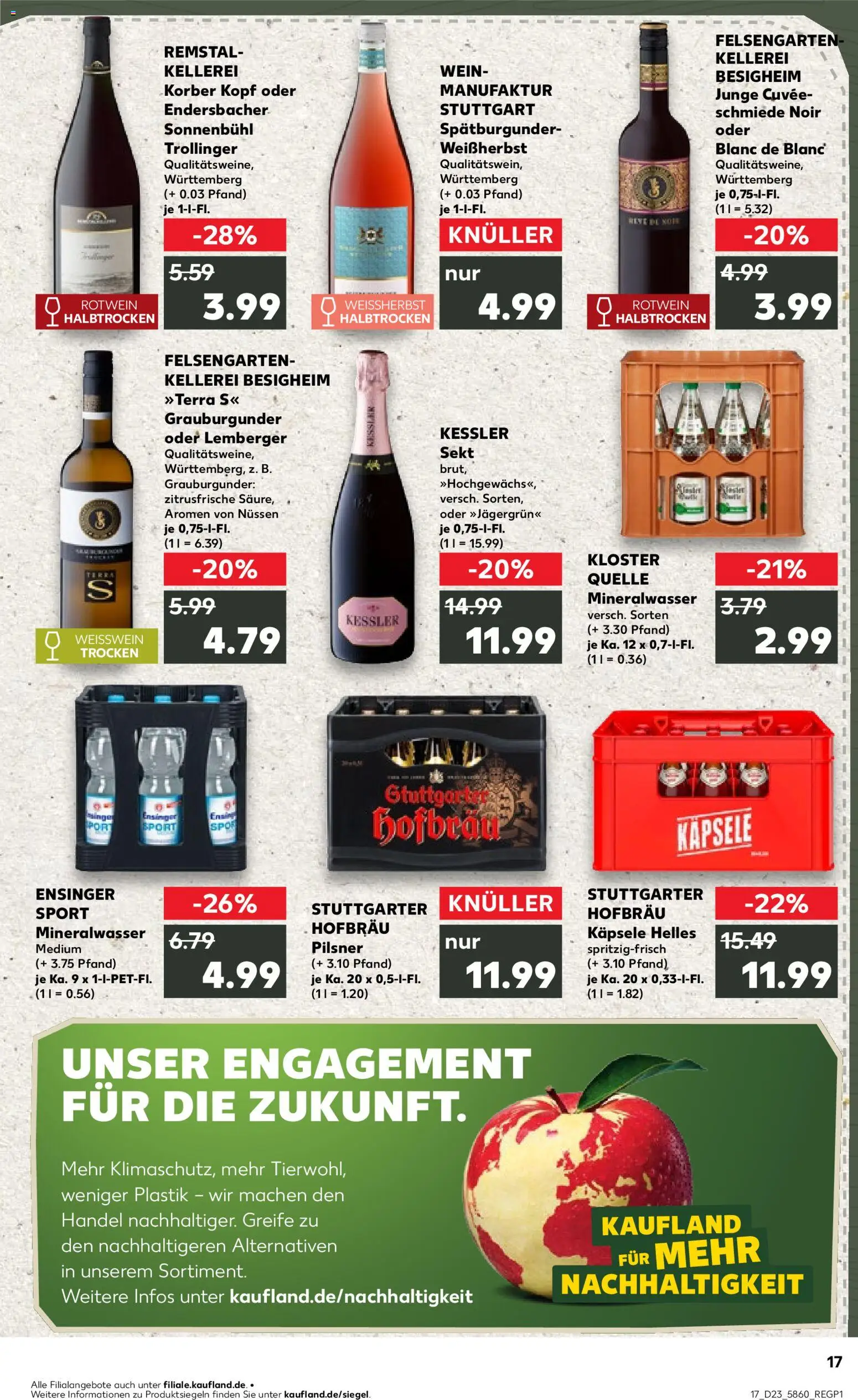 Kaufland Prospekt Stuttgart – gültig ab 04.06.2026 | Seite: 17 | Produkte: Weißwein, Sekt, Mineralwasser, Wein