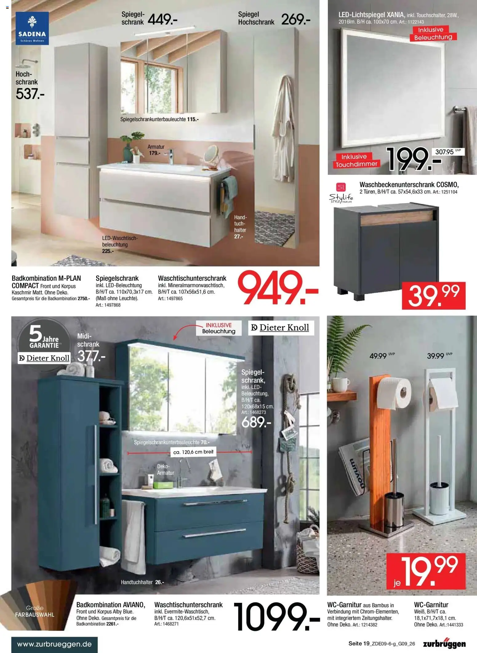Zurbrüggen Prime Shopping week – gültig ab 12.09.2026 | Seite: 21 | Produkte: Spiegel, Handtuchhalter, Armatur, Hochschrank