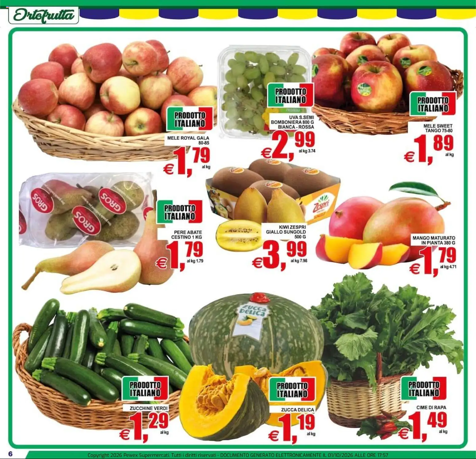 Volantino Pewex del 02/10/2026 | Pagina: 6 | Prodotti: Kiwi, Pere, Mango, Cestino
