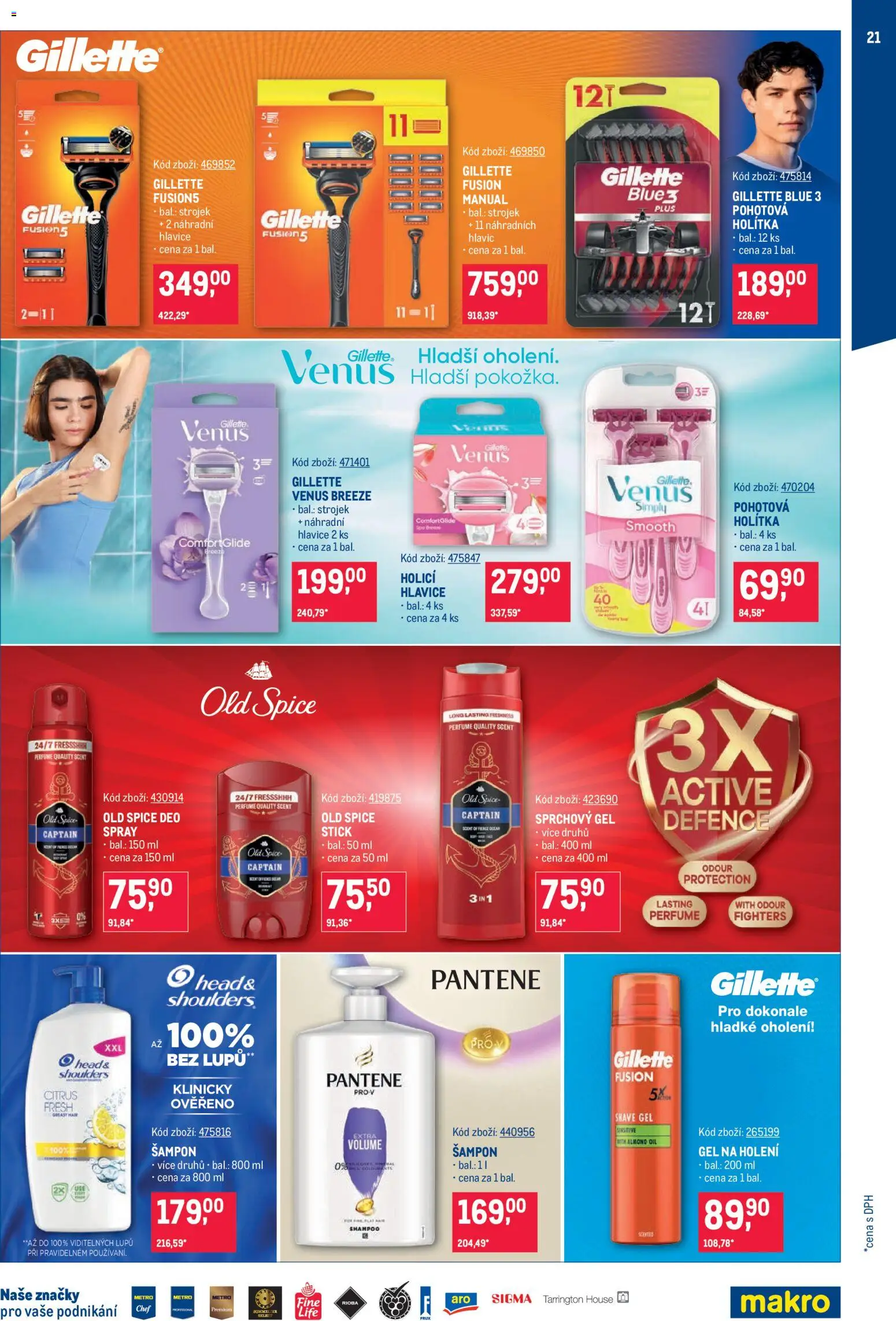 Makro leták - Letní sezona od 20.05.2026 | Strana: 21 | Produkty: Sprchový gel, Gel na holení, Old Spice, Šampon