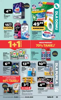Pogląd oferty "Netto gazetka od poniedziałku spożywcza" - ważna od 15.06.2026 | Strona: 33 | Produkty: Kiełbasa, Ariel, Fairy, Kapsułki do zmywarki