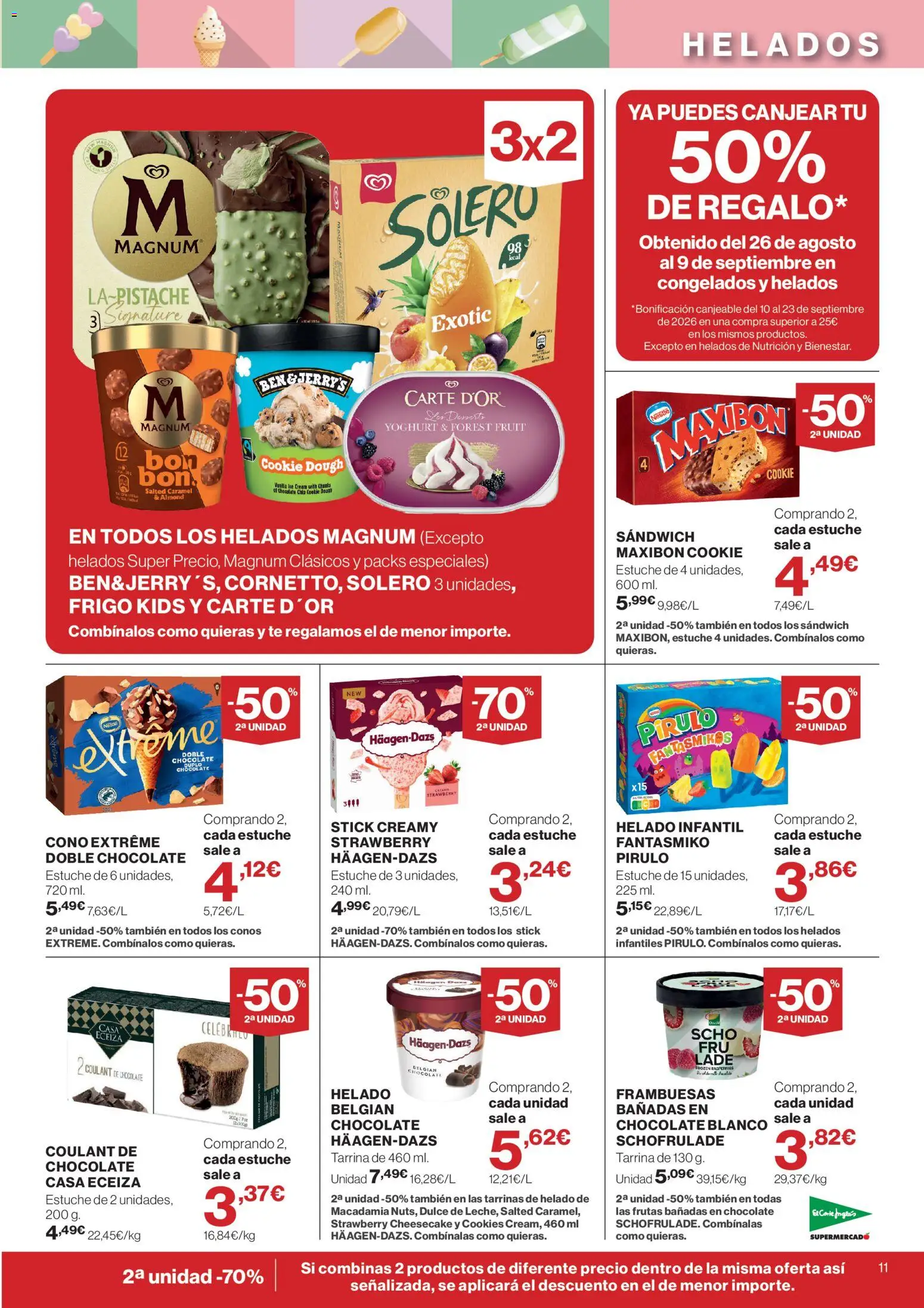 El Corte Inglés ofertas │ válido desde el 10/09/2026 | Página: 11 | Productos: Chocolate, Chocolate blanco, Té, Helado