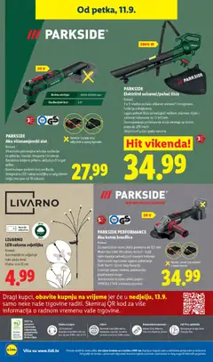 PARKSIDE Aku višenamjenski alat, Višestruko primjenjiva tehnika oscilacije za piljenje, rezanje, struganje i brušenje. Bezalatna izmjena pribora, uključujući bogat pribor. Kontinuirano podesiv broj oscilacija. Integrirana LED radna svjetiljka sa odgođenim isključivanjem od 10 sekundi. - Pregled kataloga iz trgovine Lidl, vrijedi od 07.09.2026 | Stranica: 76