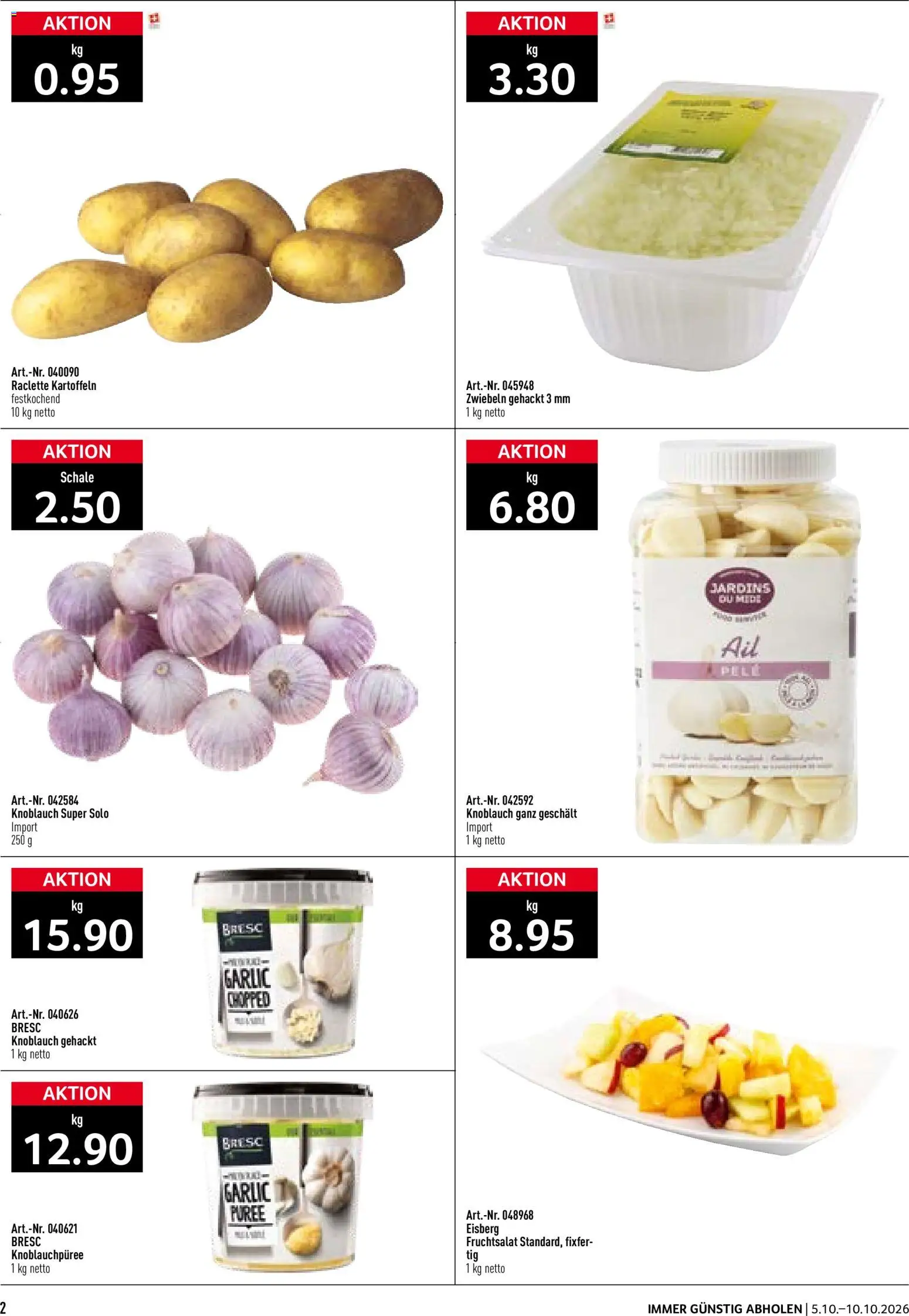 Prodega aktionen Fondue/Raclette – gültig ab 05.10.2026 | Seite: 2 | Produkte: Kartoffeln, Knoblauch, Zwiebeln, Raclette