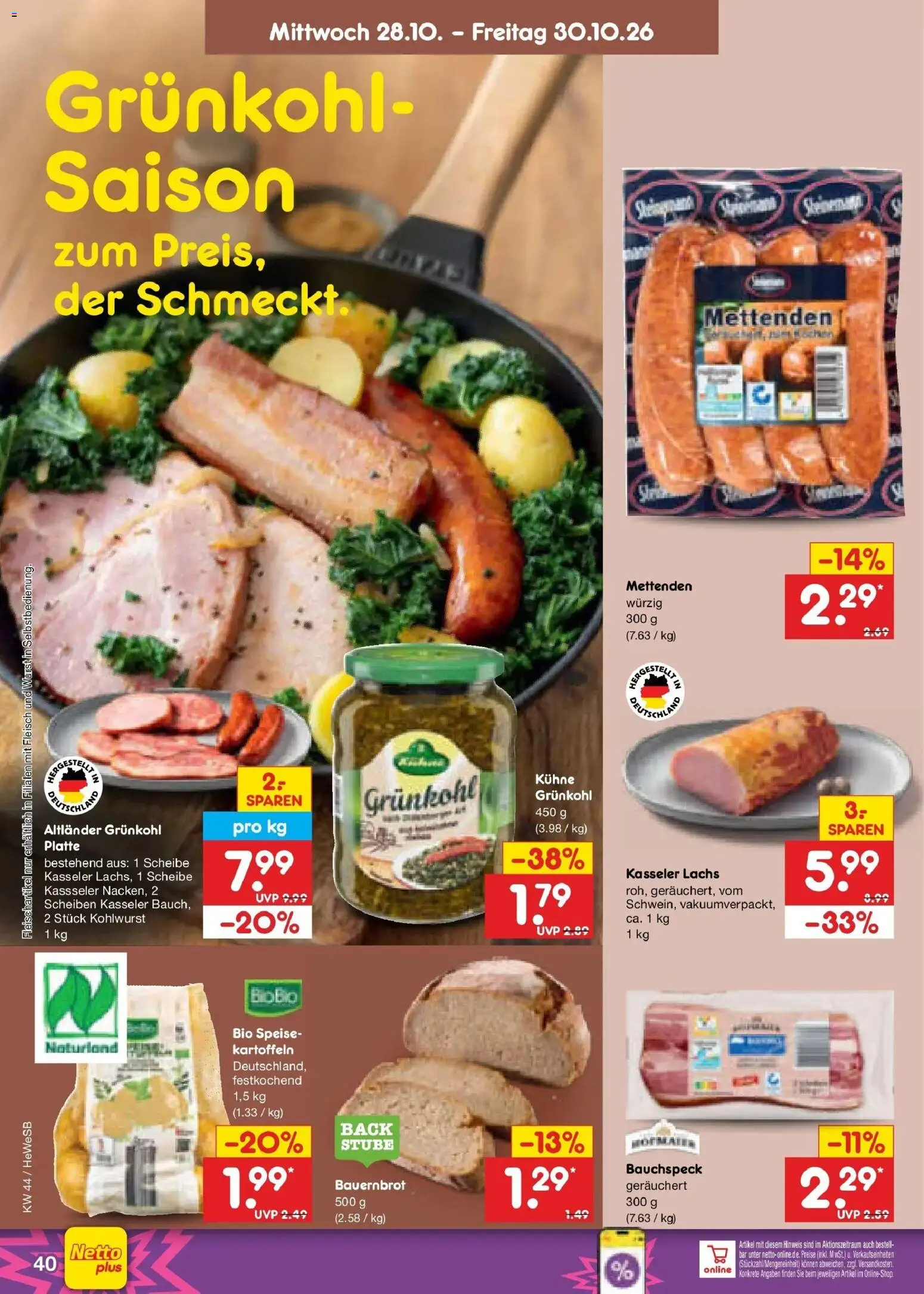 Netto Marken-Discount Prospekt Hamburg – gültig ab 26.10.2026 | Seite: 54 | Produkte: Lachs, Kartoffeln, Wurst, Fleisch