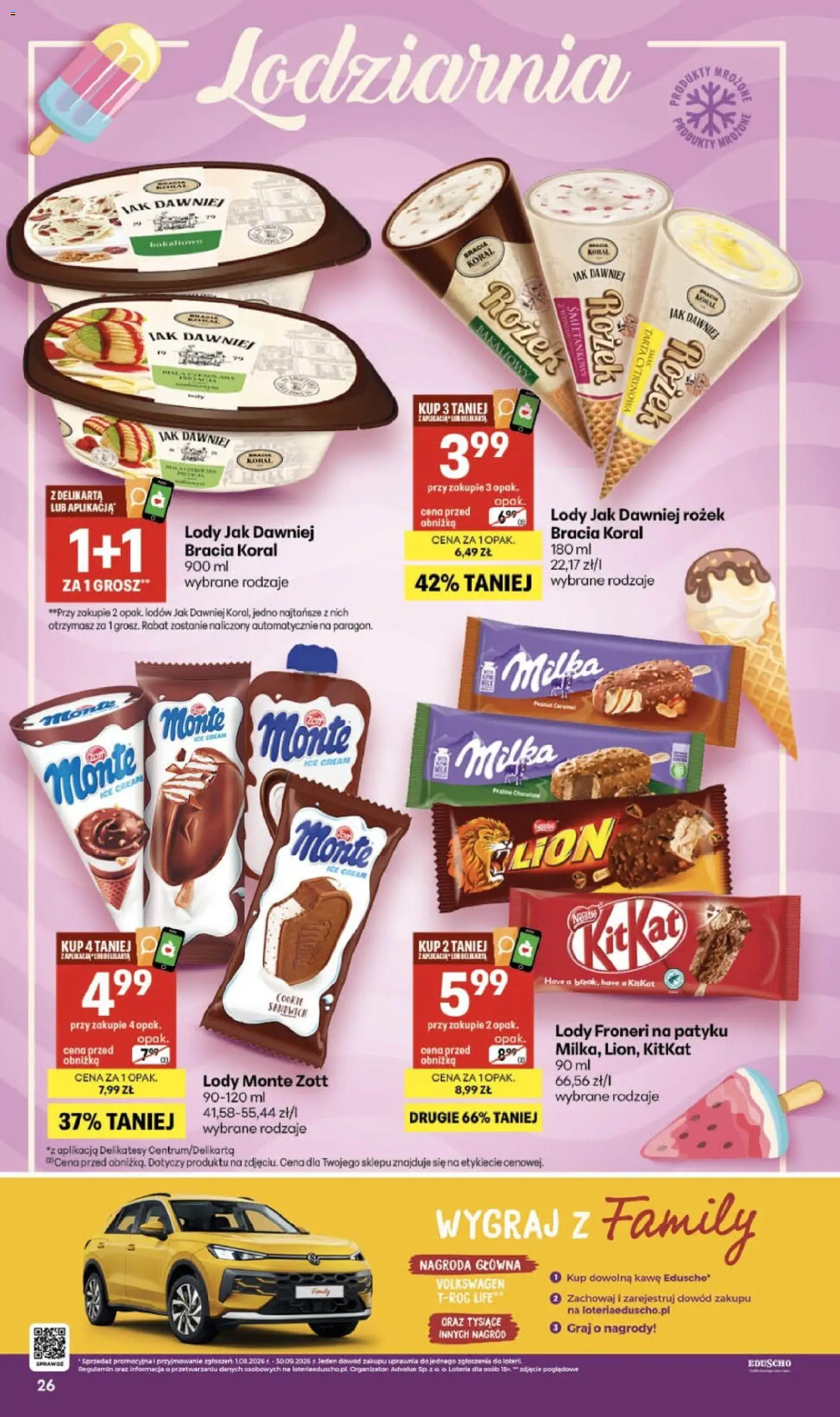 Delikatesy Centrum gazetka od 10.09.2026 | Strona: 26 | Produkty: Sandwich, Milka, Delikatesy, Lody
