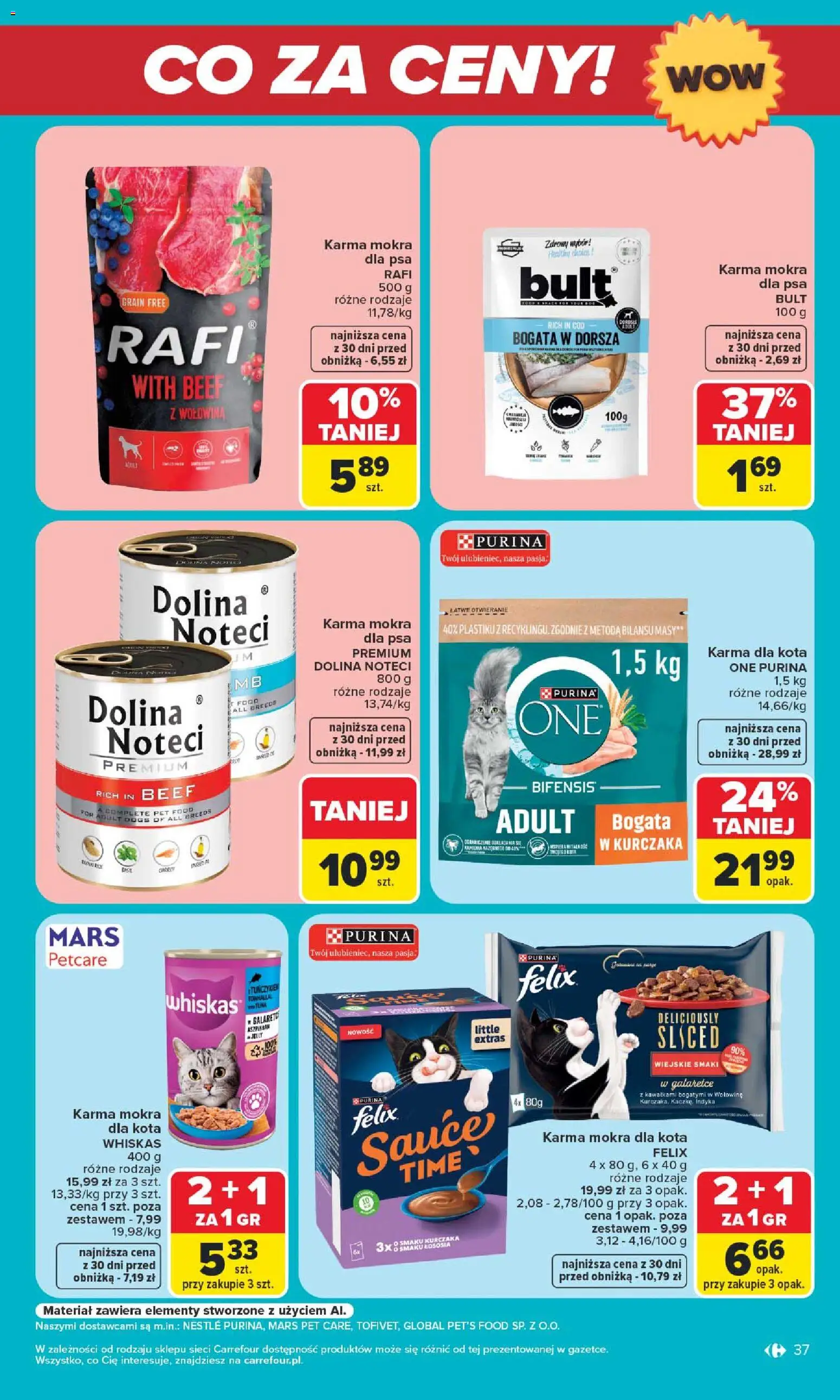 Carrefour gazetka - Warszawa od 24.08.2026 | Strona: 37 | Produkty: Karma mokra dla kota, Karma dla kota, Wołowina, Dolina noteci