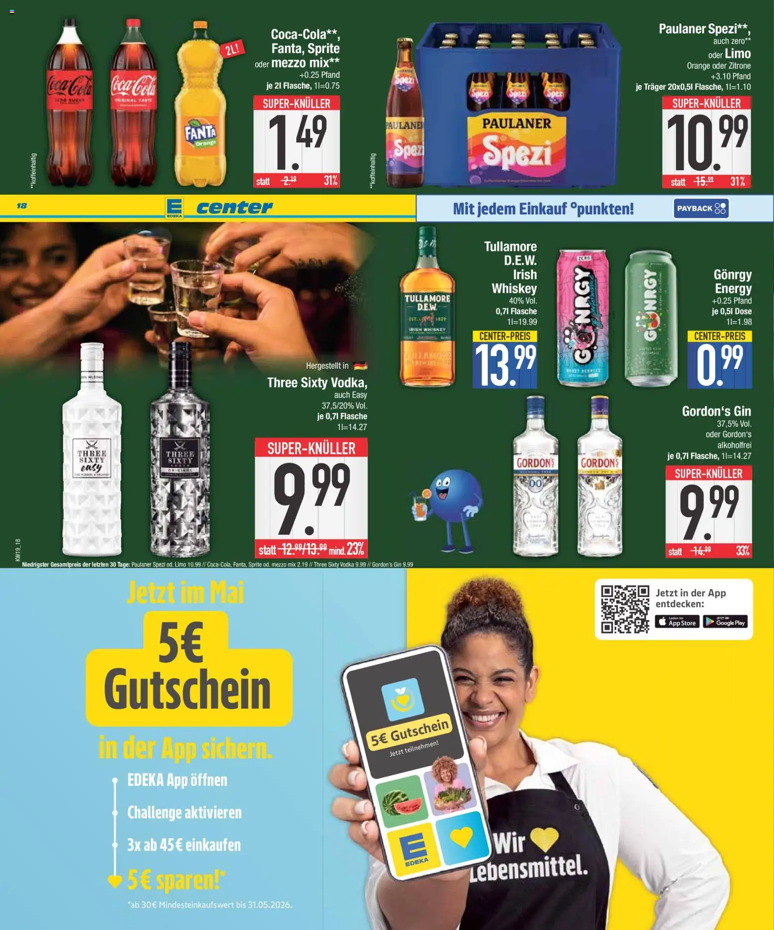 E center Prospekt 	 – gültig ab 04.05.2026 | Seite: 18 | Produkte: Gordon's gin, Mezzo mix, Coca cola, Gin