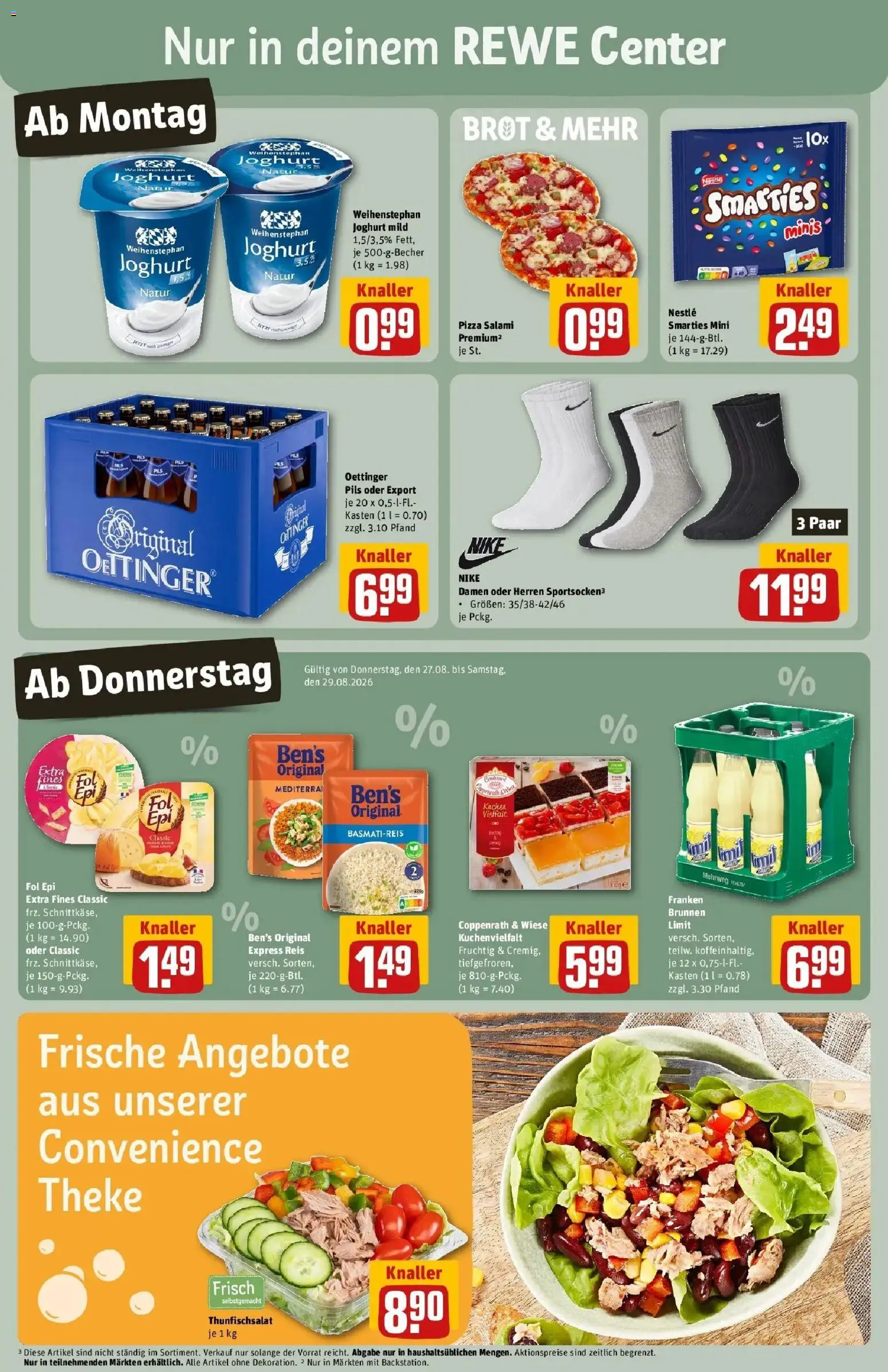 REWE Prospekt ab 24.08.2026 zum Blättern » Angebote | Seite: 3 | Produkte: Pils, Oettinger, Creme, Brot