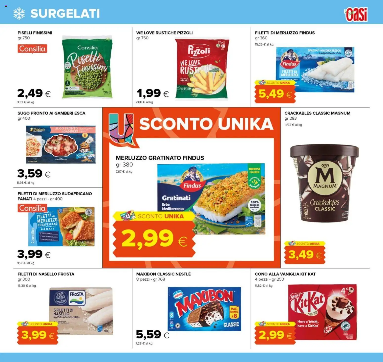 Volantino Oasi del 07.05.2026 | Pagina: 13 | Prodotti: Merluzzo, Pesca, Piselli, Nasello