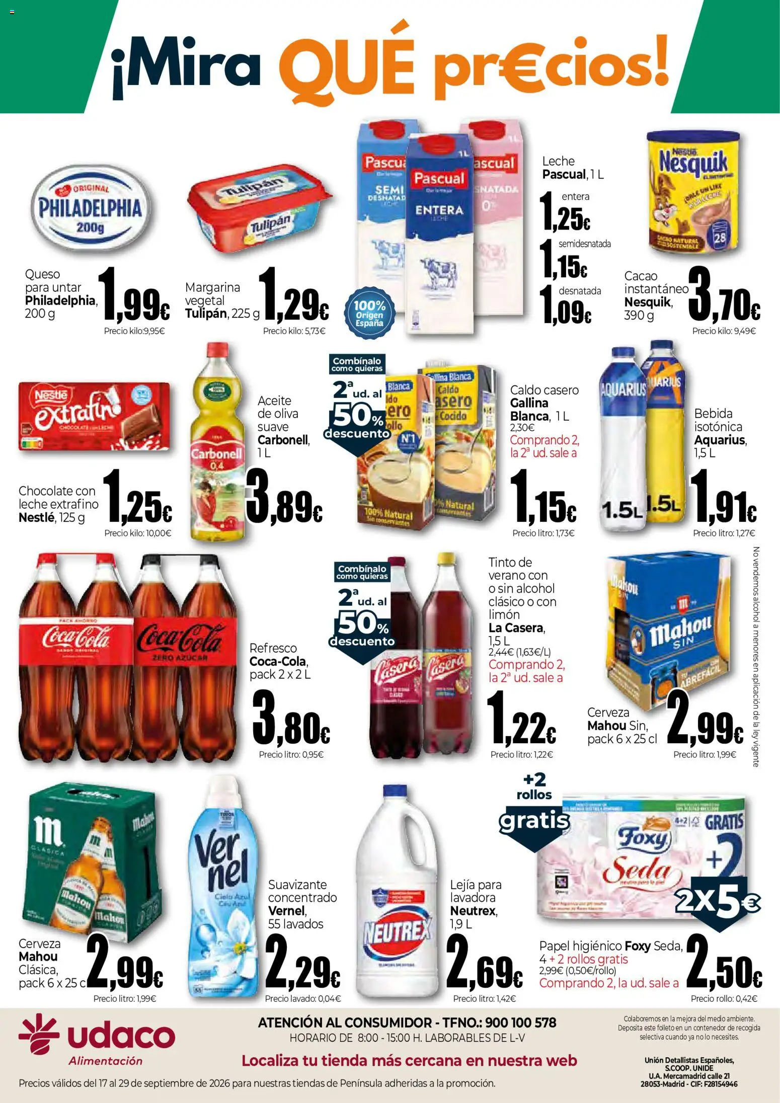 Unide Mira qué precios │ válido desde el 17/09/2026 | Página: 2 | Productos: Queso, Suavizante, Alcohol, Cacao