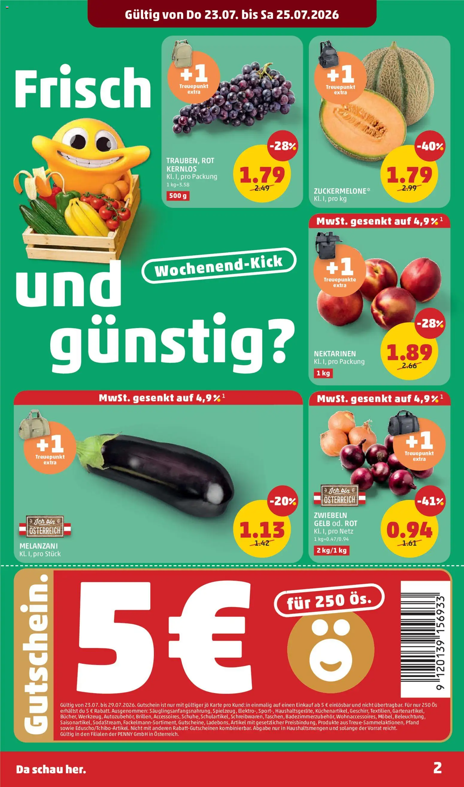 Penny Markt Flugblatt gültig ab 23.07.2026 | Seite: 2 | Produkte: Zwiebeln