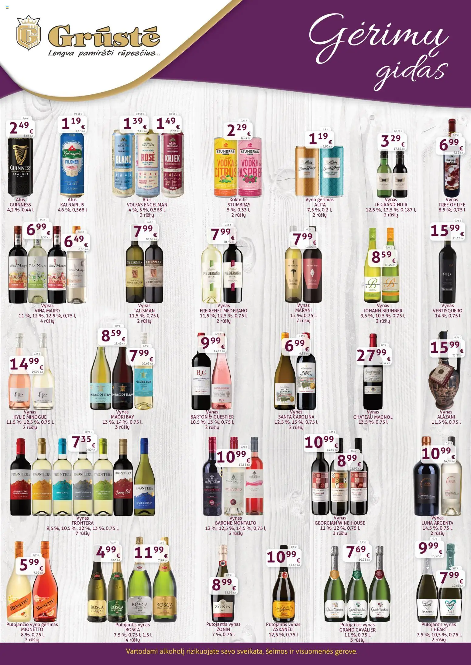 GRUSTE akcijos nuo 2026.08.01 | Puslapis: 1 | Prekių: Vynas, Alus