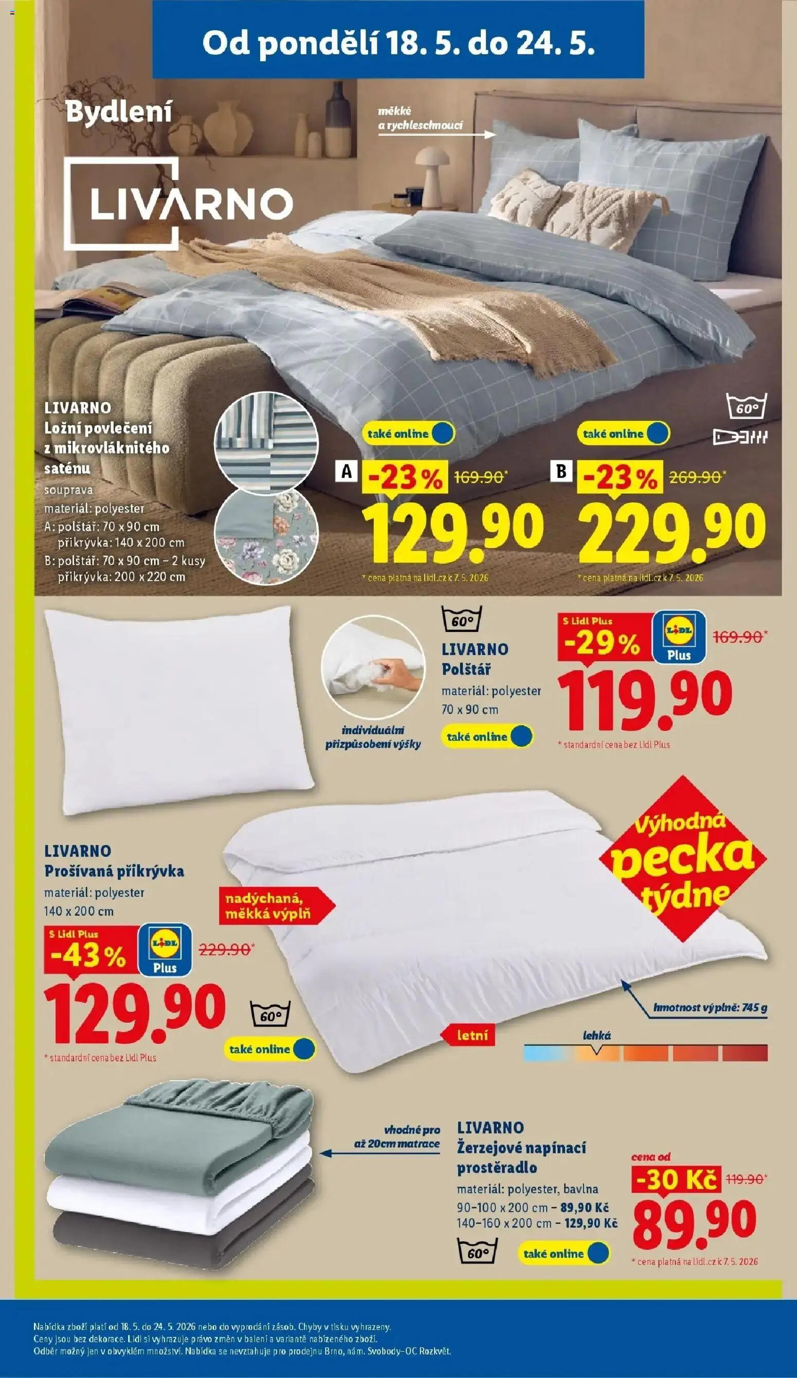 Lidl aktuální leták od 18.05.2026 | Strana: 32 | Produkty: Povlečení, Ložní povlečení, Polštář, Přikrývka