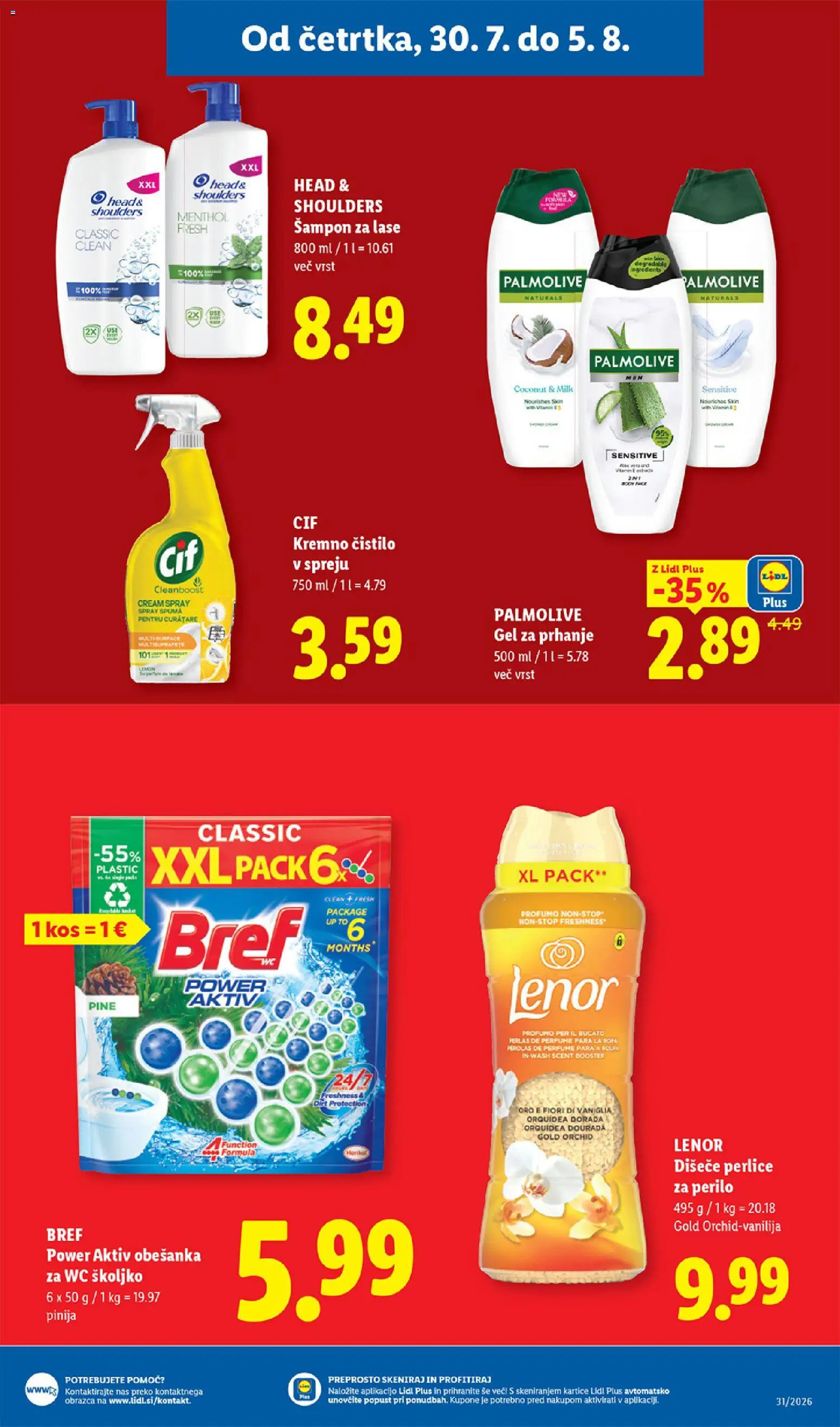 Novi Lidl katalog ponudbe – veljaven od 30.07.2026 | Stran: 25 | Izdelki: Gel za prhanje, Kos, Sampon